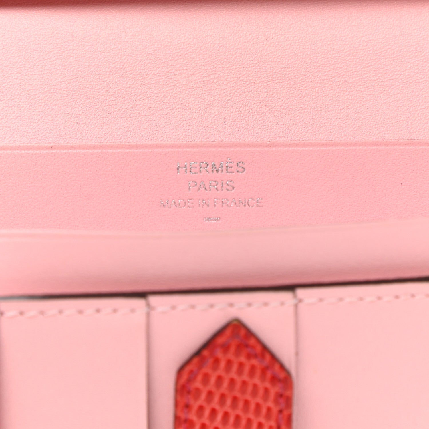 Hermes Tadelakt Lizard Bearn Gusset Wallet Rose Sakura Bougainvillea 6 of 8