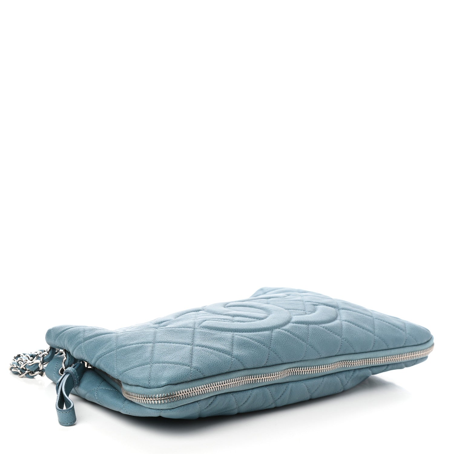 Chanel Caviar Quilted Expandable Zip Shoulder Bag Blue 4 of 10