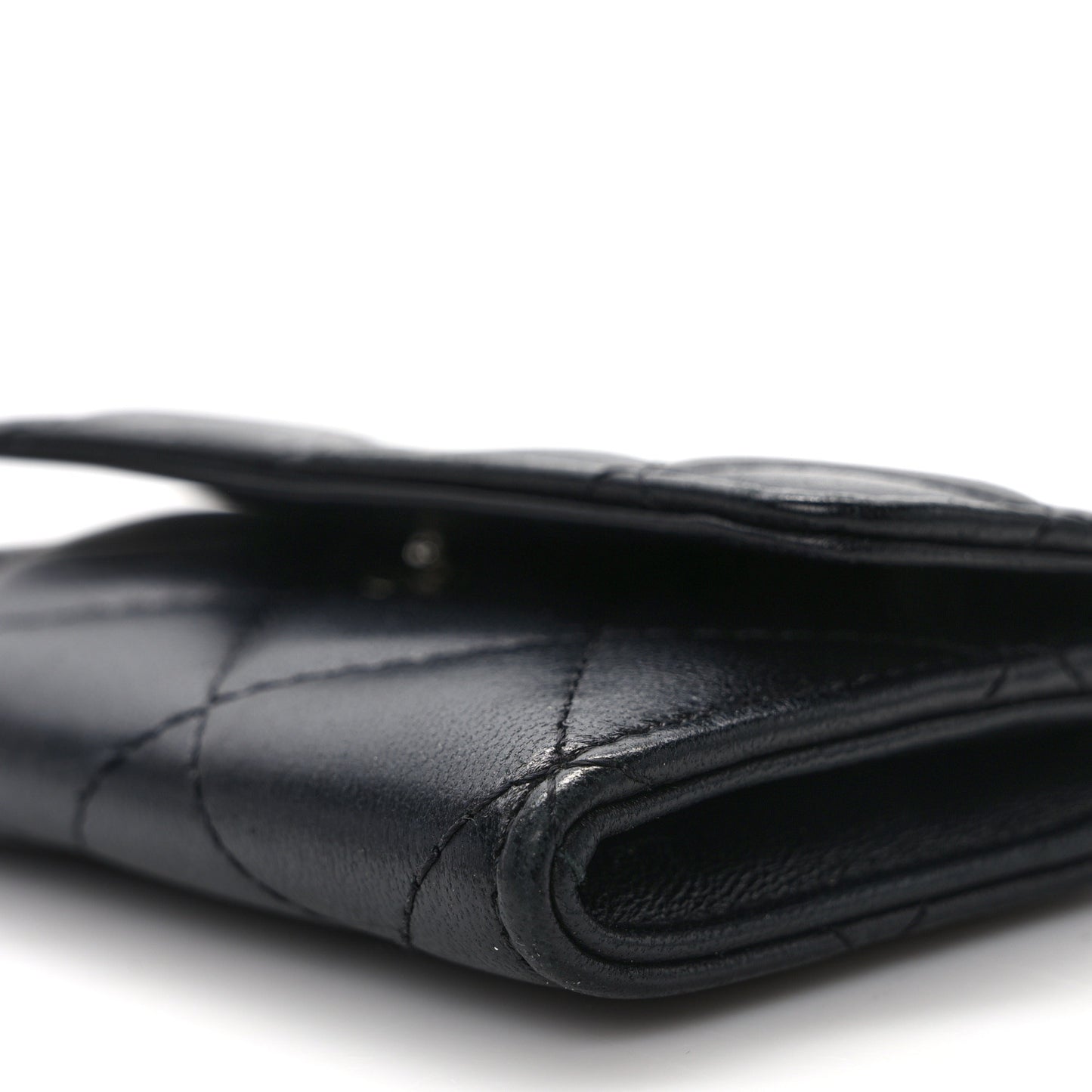 Lambskin Quilted Small Graffiti Compact Wallet Black