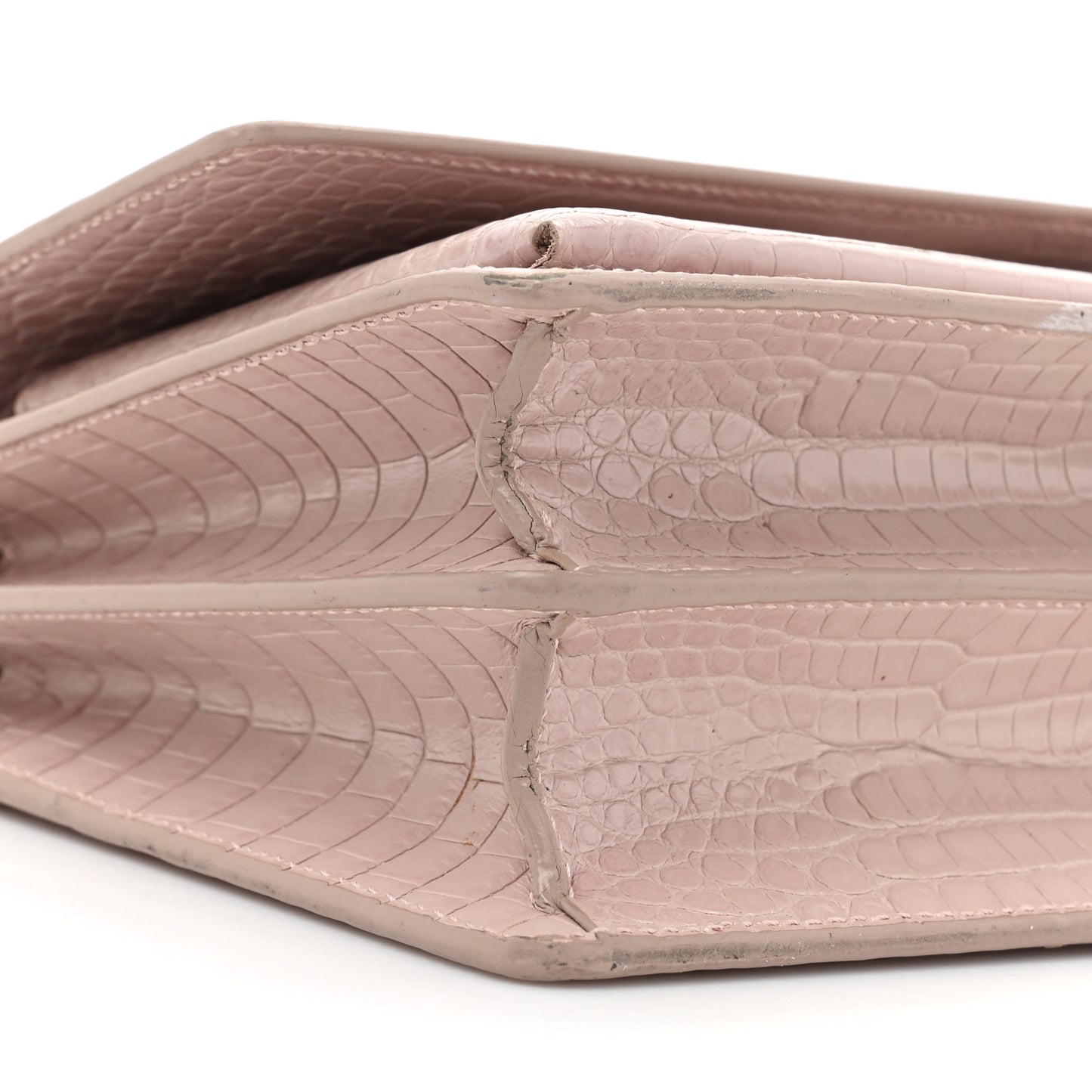 Calfskin Crocodile Embossed Medium Monogram Sunset Powder Pink