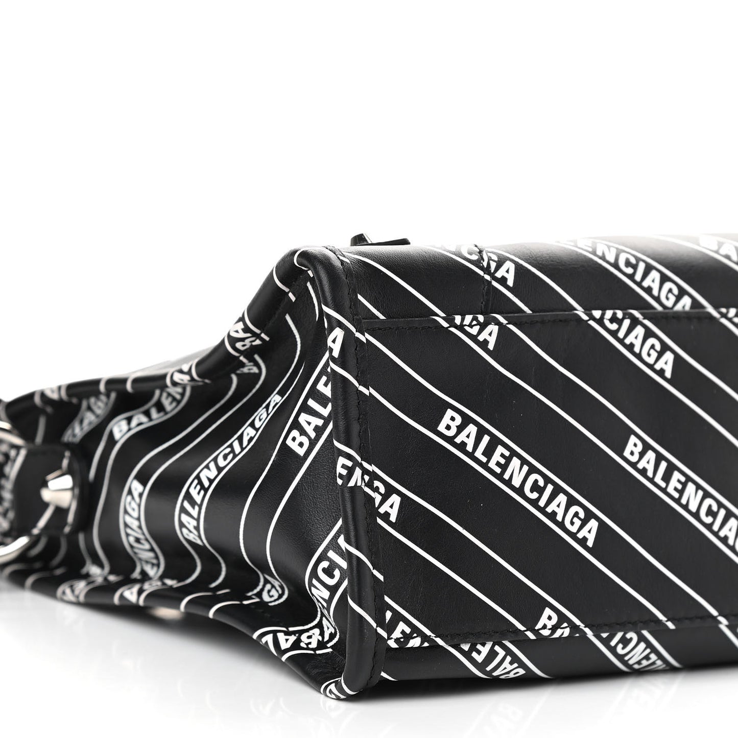 Veau Allover Logo Classic Silver Hardware S City Black White