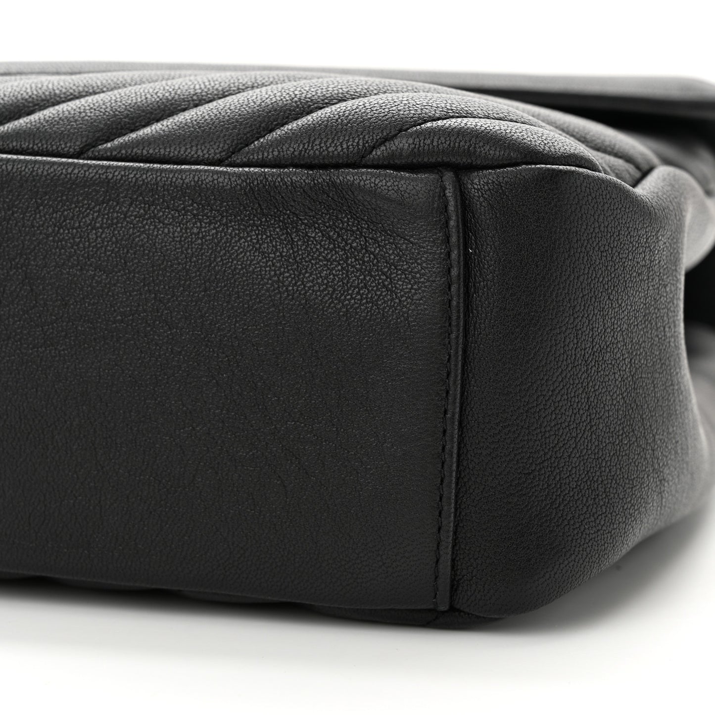 Sheepskin Matelasse Chevron Monogram Large College Satchel Black