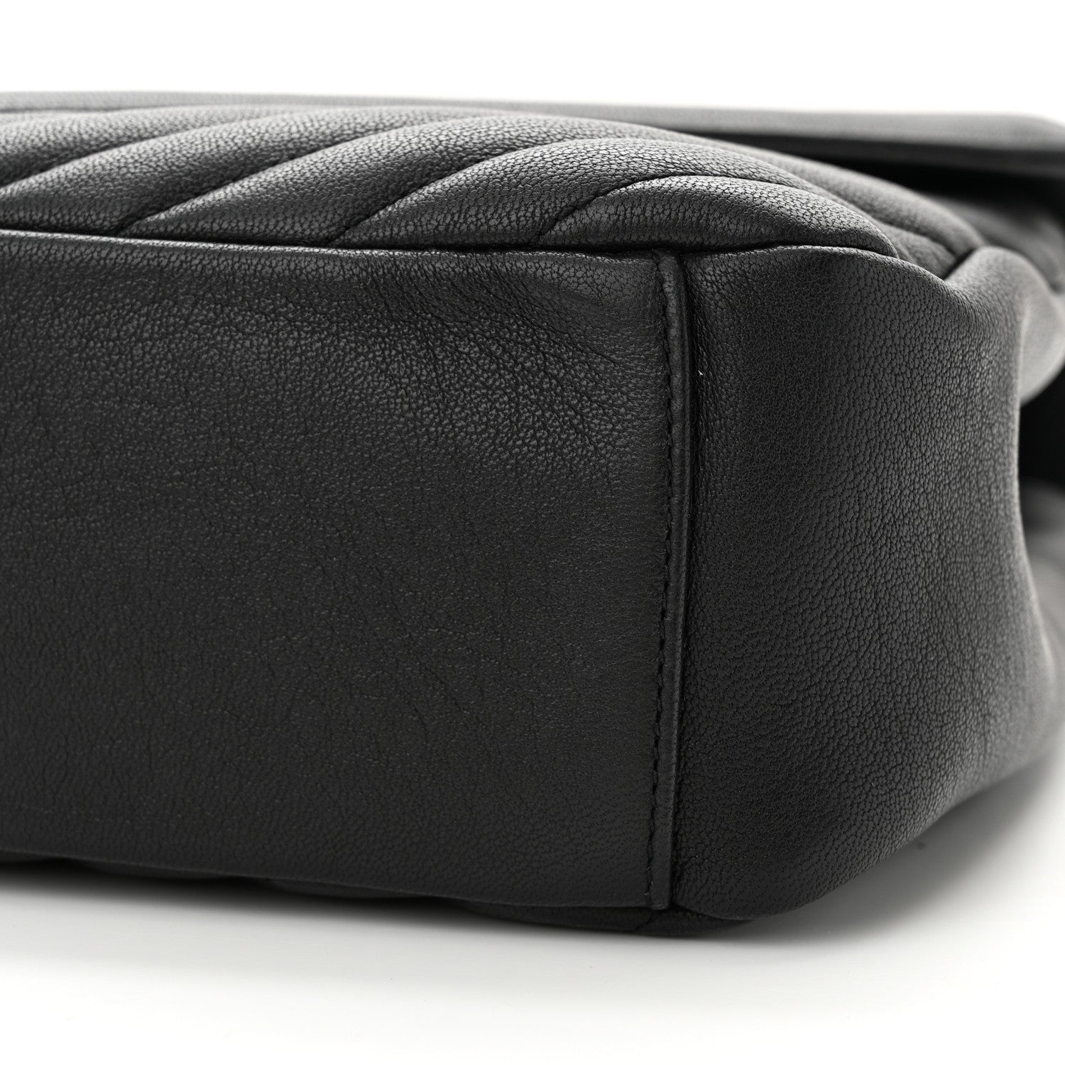 Saint Laurent Sheepskin Matelasse Chevron Monogram Large College Satchel Black 10 of 10