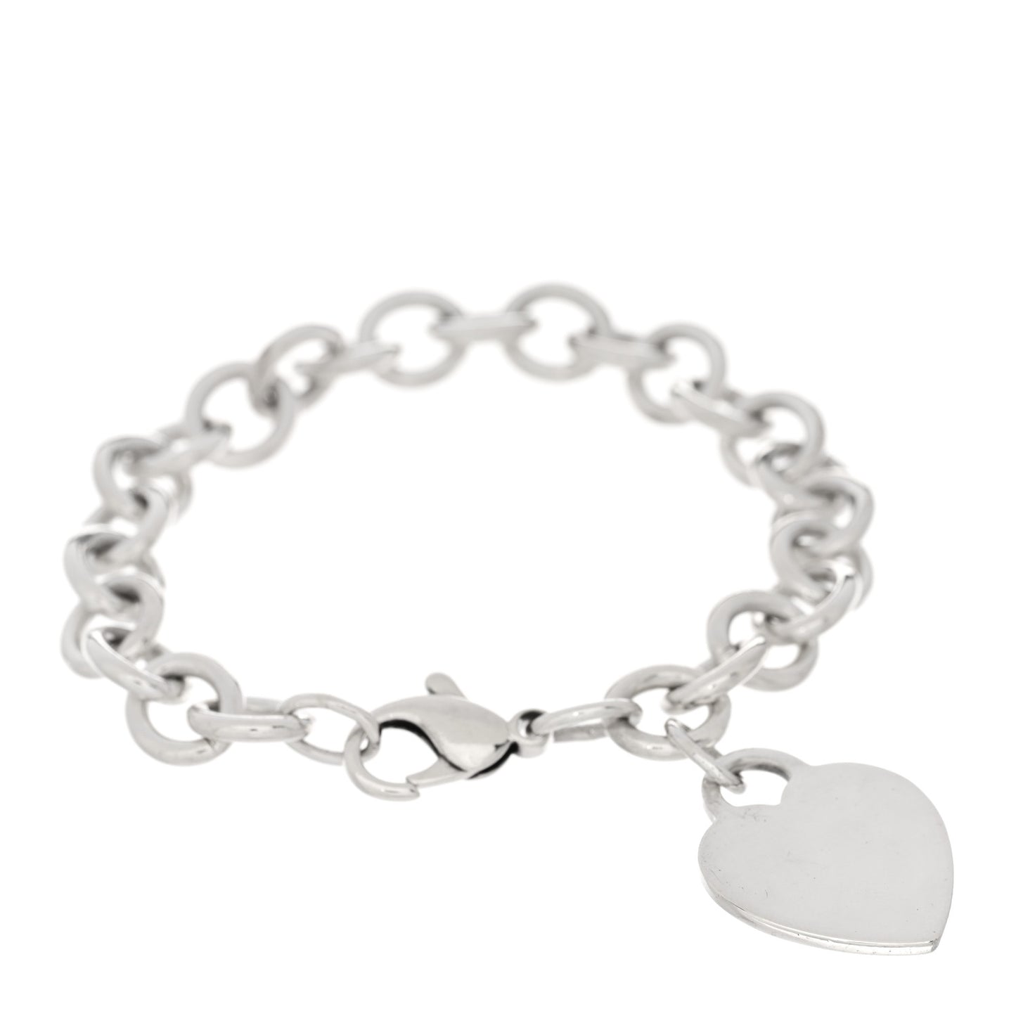 Sterling Silver Heart Tag Charm Bracelet