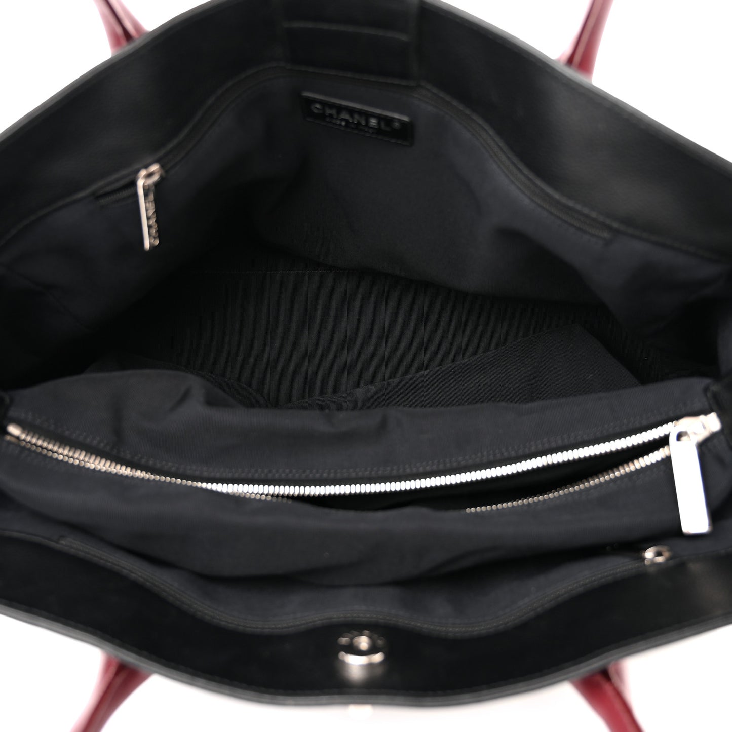 Calfskin Cerf Executive Shopper Tote Burgundy Black