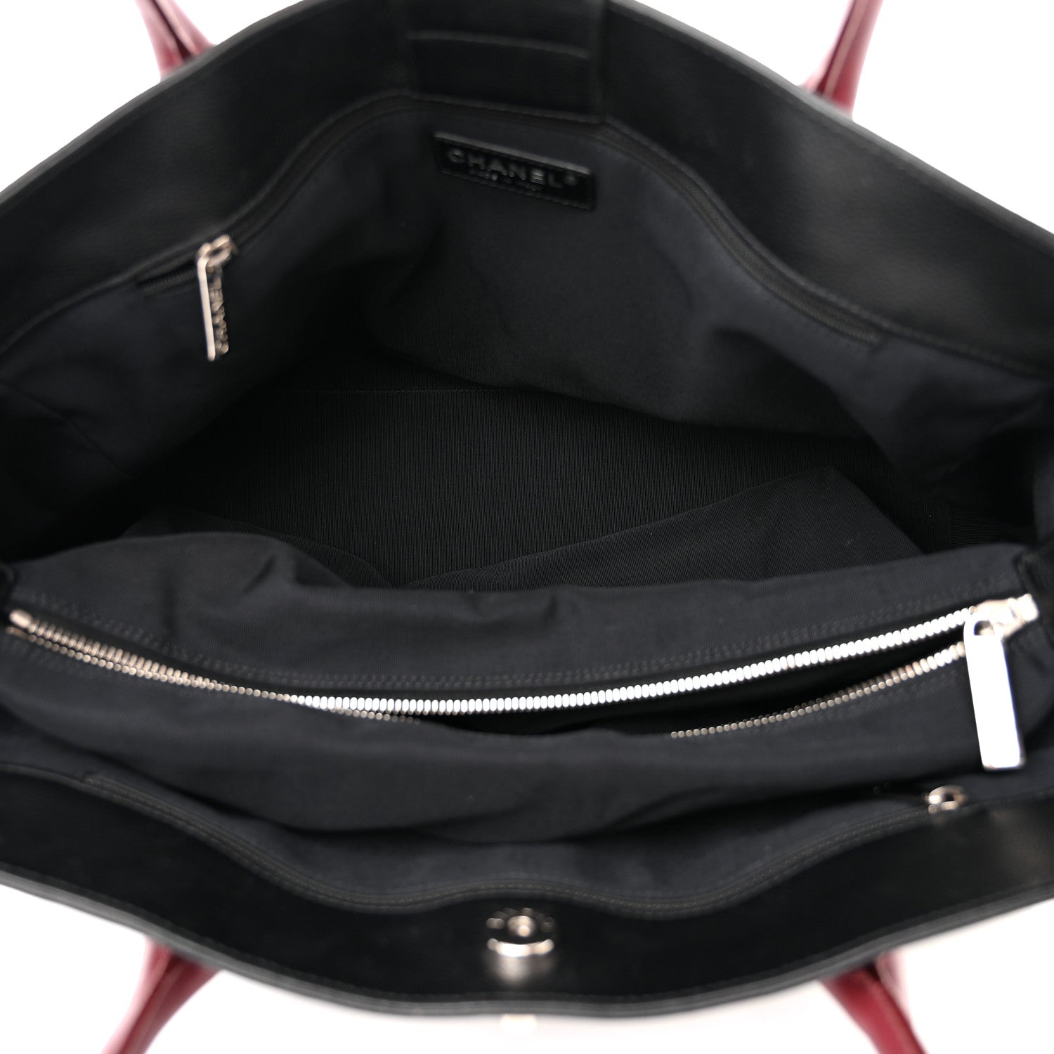 Chanel Calfskin Cerf Executive Shopper Tote Burgundy Black 5 of 15