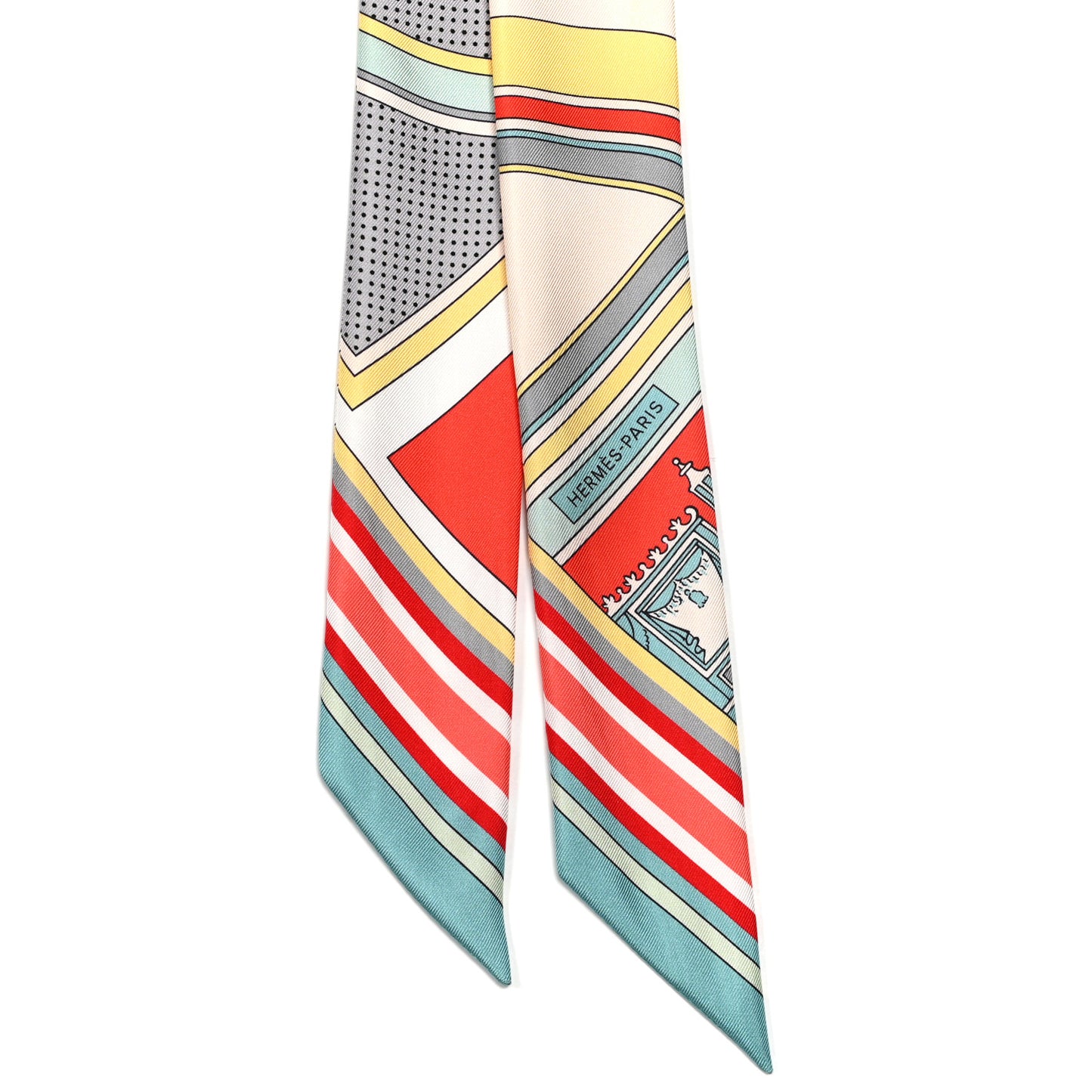 Silk Washington's Carriage Detail Twilly Creme Aqua Jaune