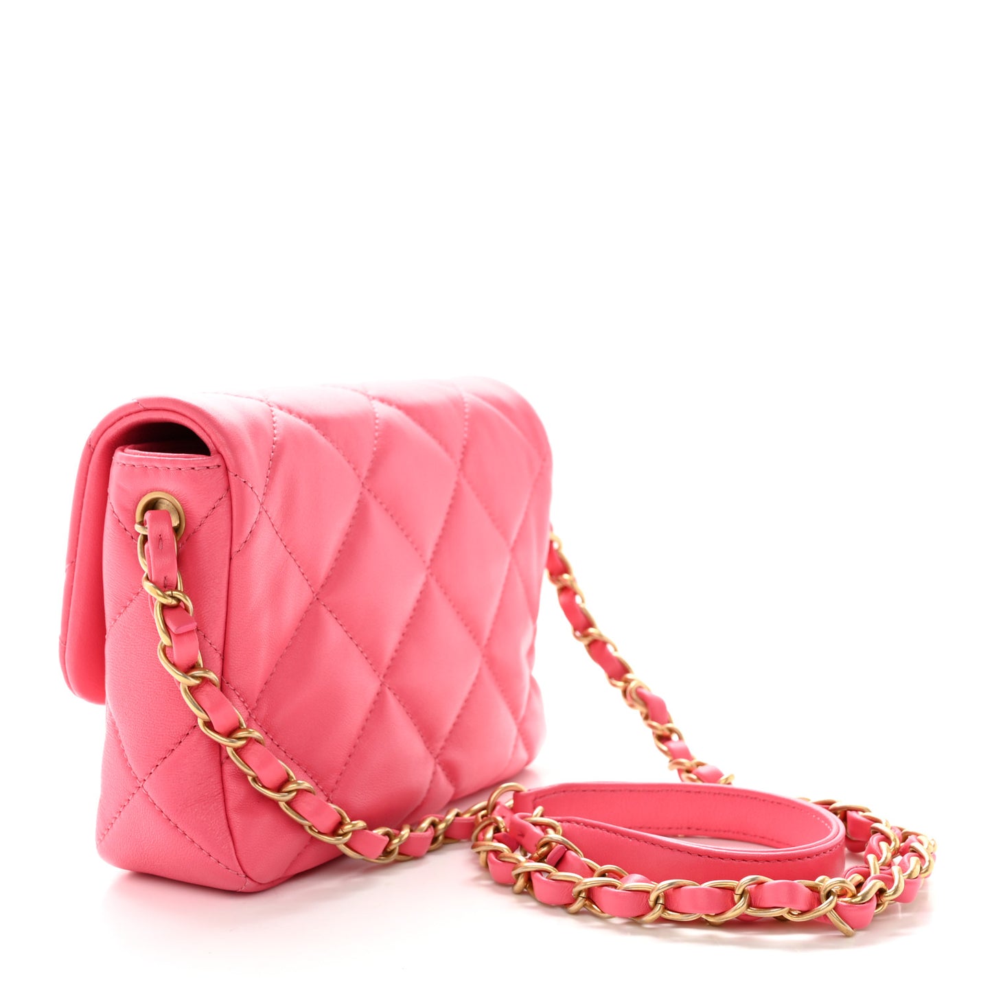 Lambskin Plexiglass Quilted Coco Love Mini Flap Pink