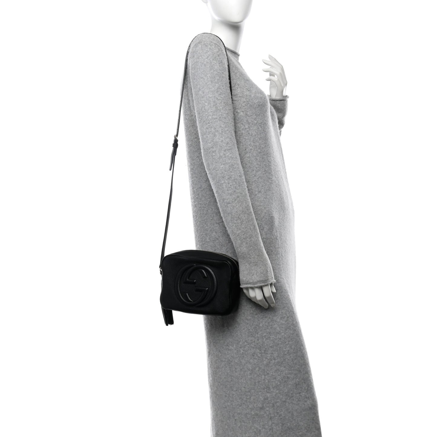 Pebbled Calfskin Small Soho Disco Bag Black