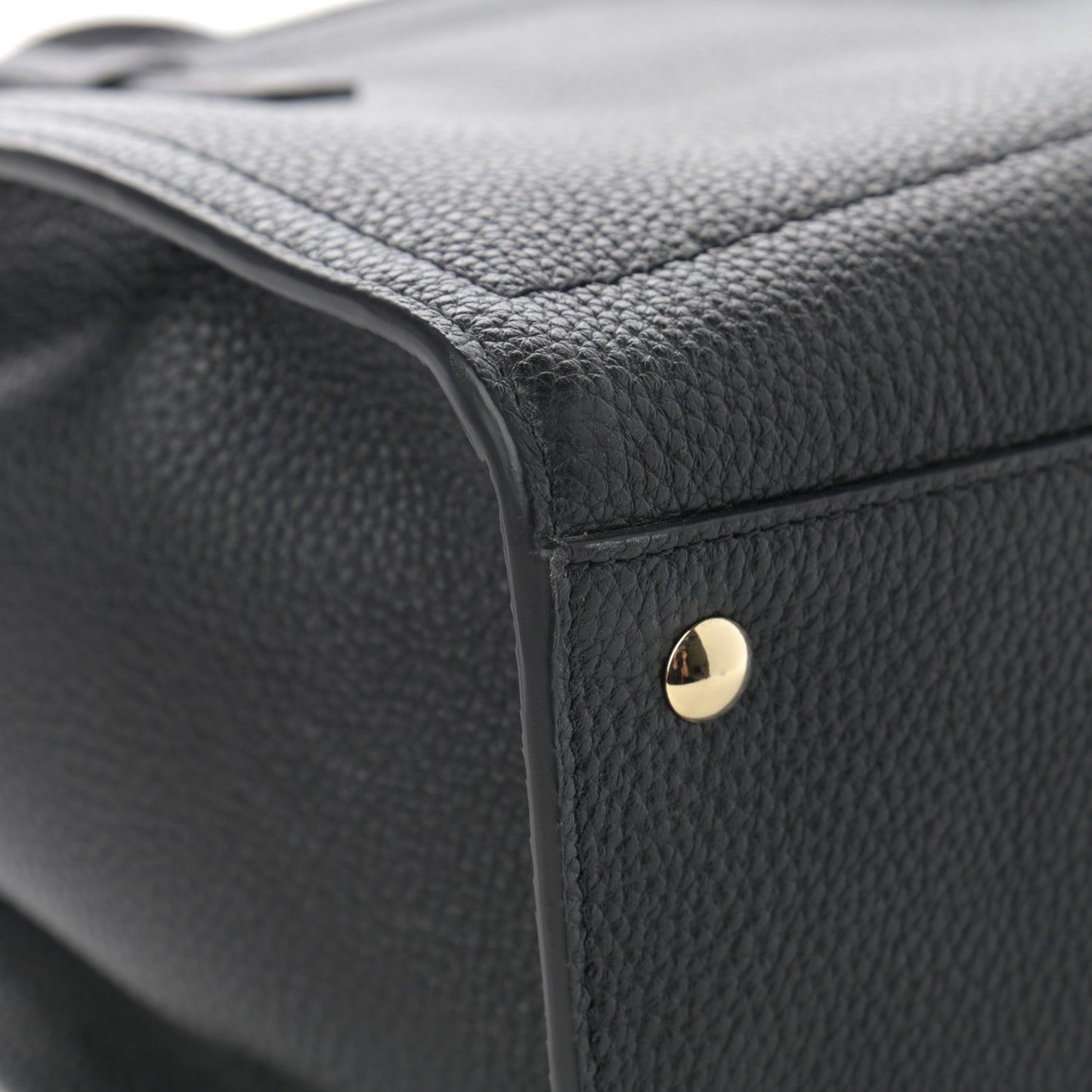 Hammered Calfskin Double Handle Small Amy Tote Black