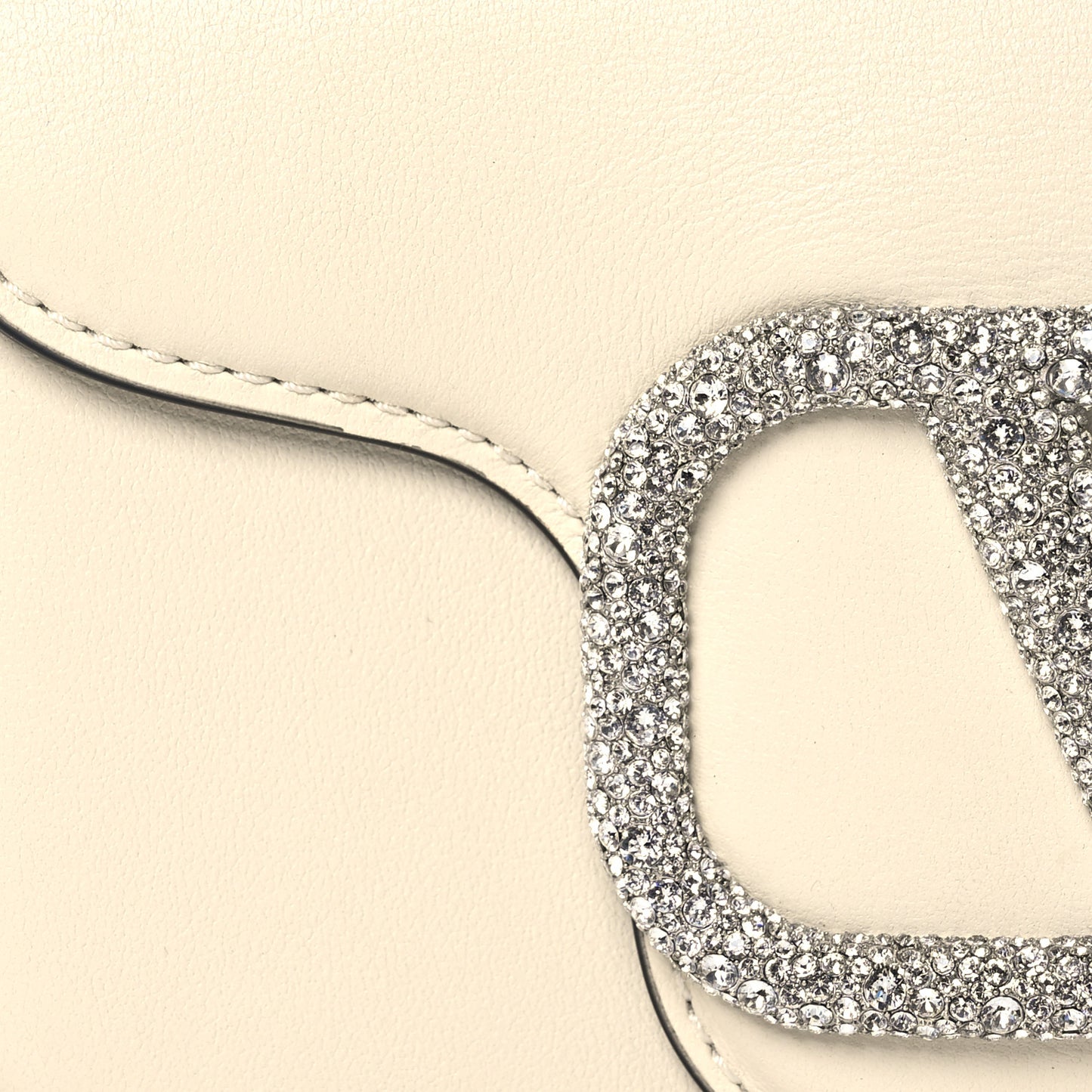 Calfskin Crystal Vlogo Small Loco Shoulder Bag Light Ivory