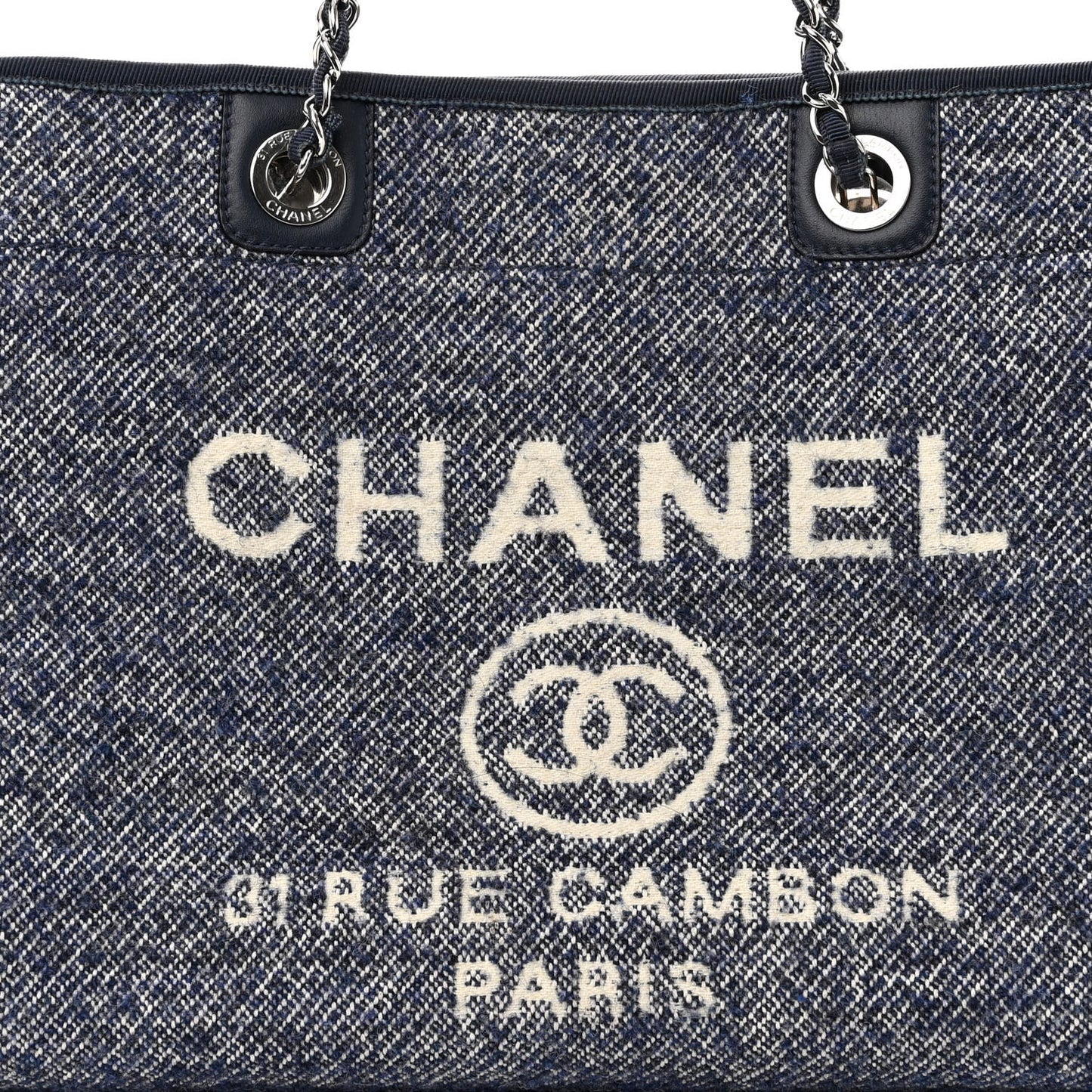Mixed Fibers Calfskin Small Deauville Tote Blue