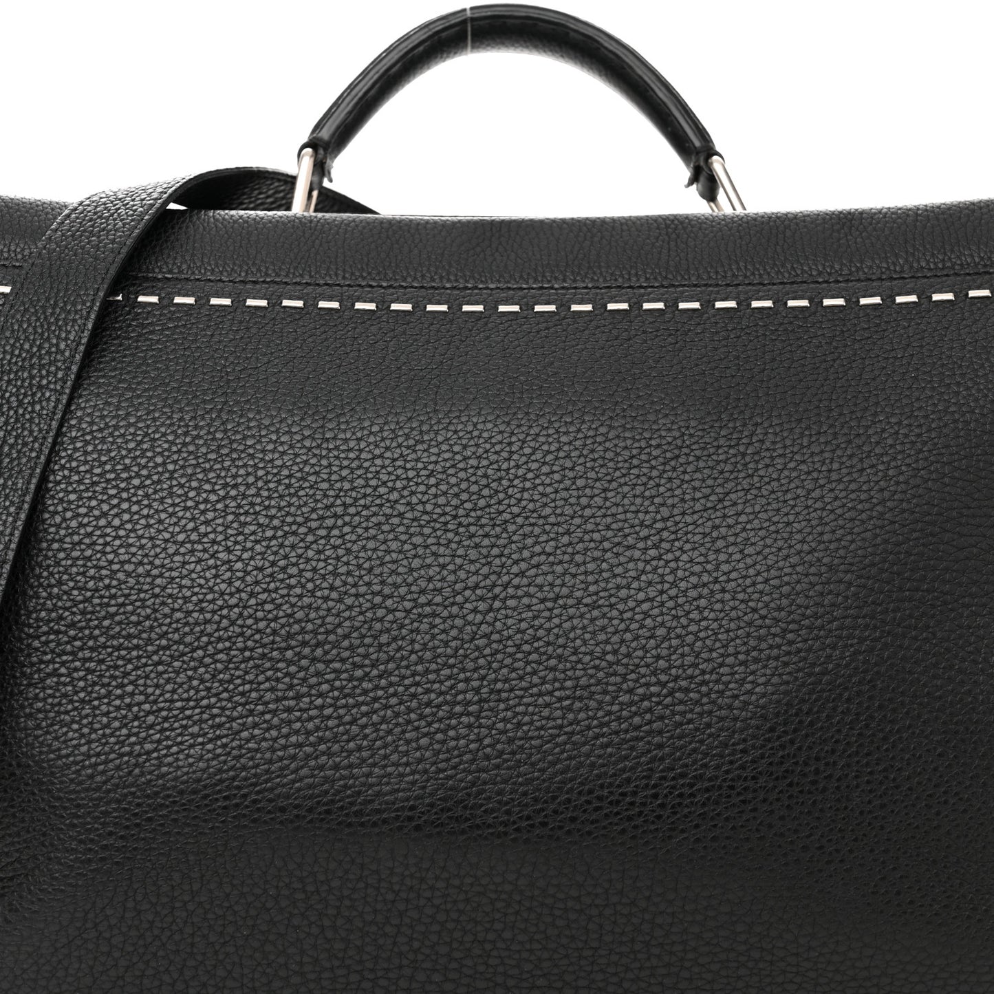 Cuoio Romano Selleria Metal Stitch Large Mens Peekaboo Iconic Essential Satchel Black