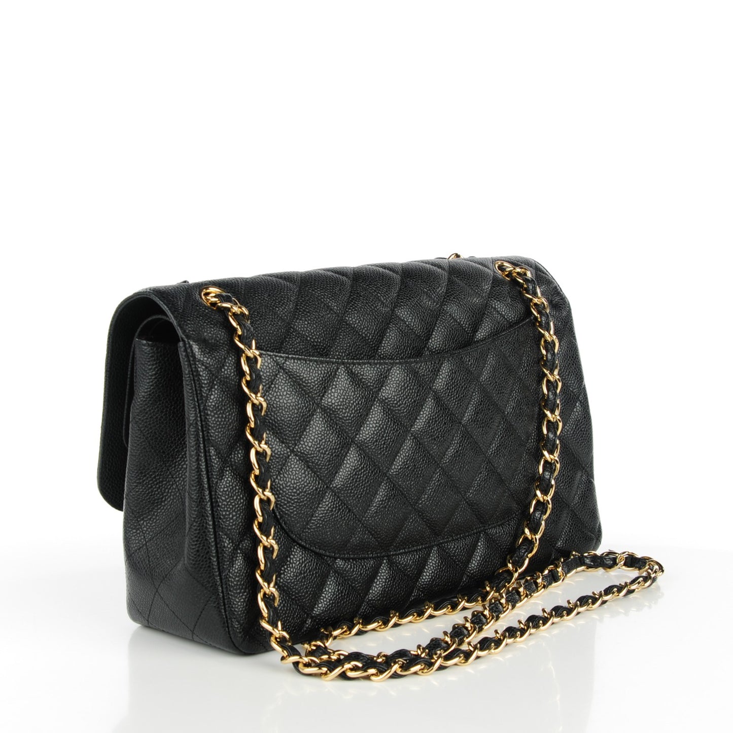Caviar Quilted Jumbo Double Flap Black