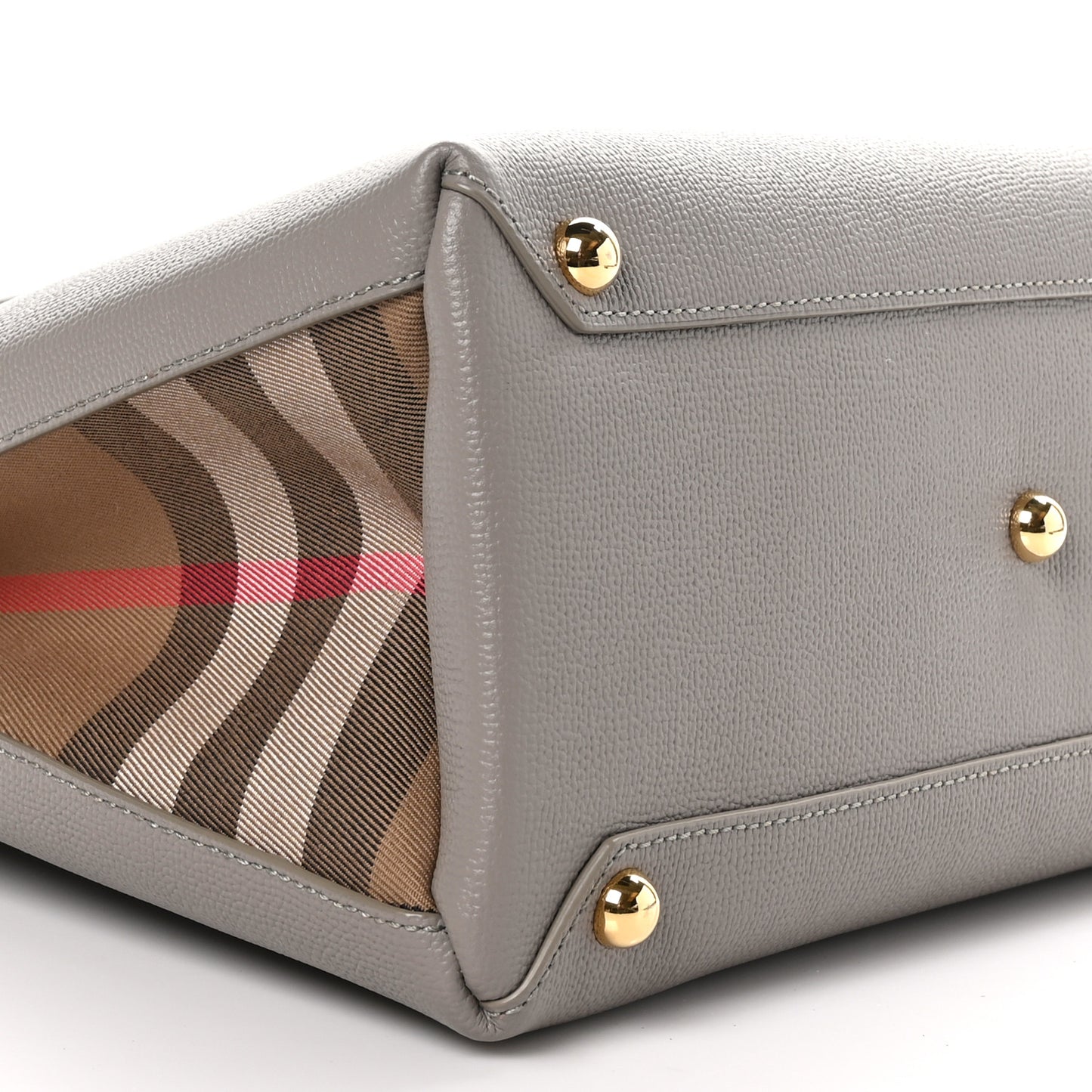 Grainy Calfskin House Check Medium Banner Tote Taupe Brown
