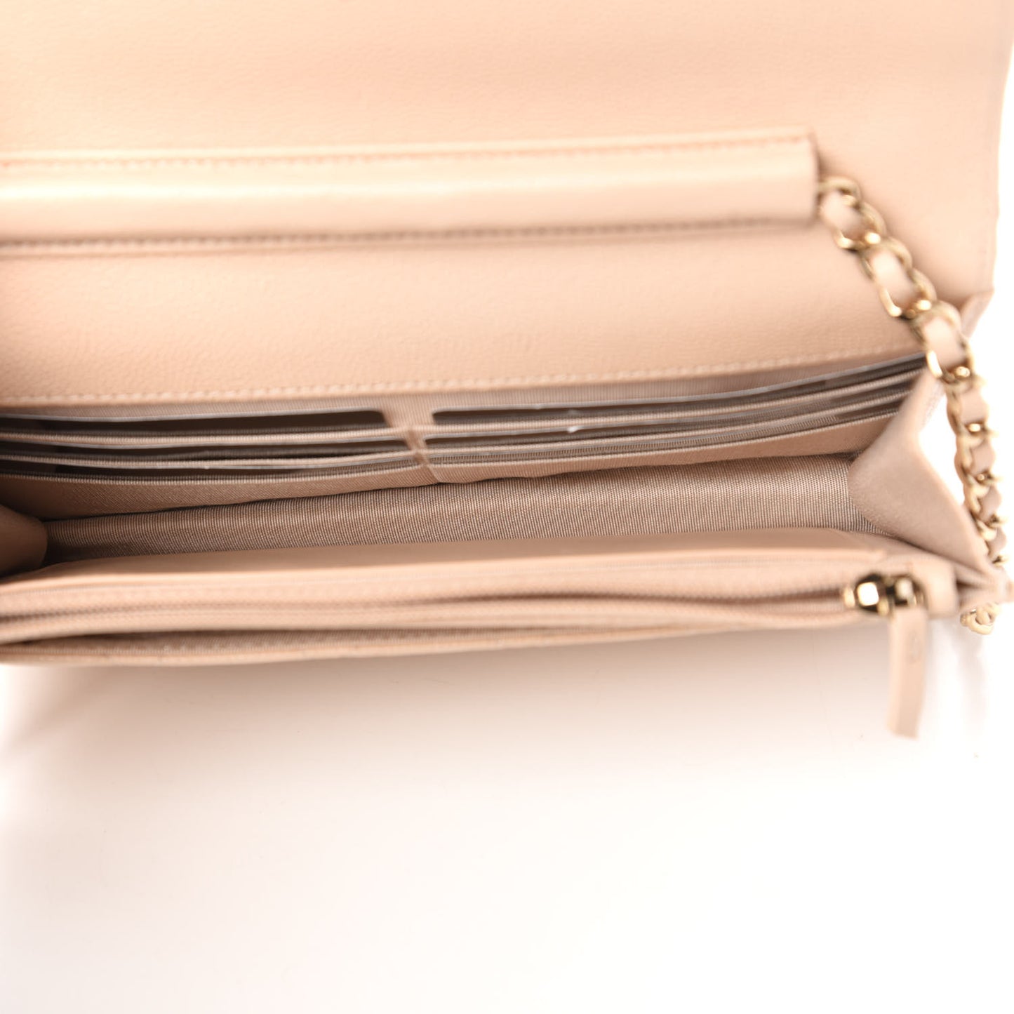Caviar Quilted Coco Candy Wallet On Chain WOC Beige