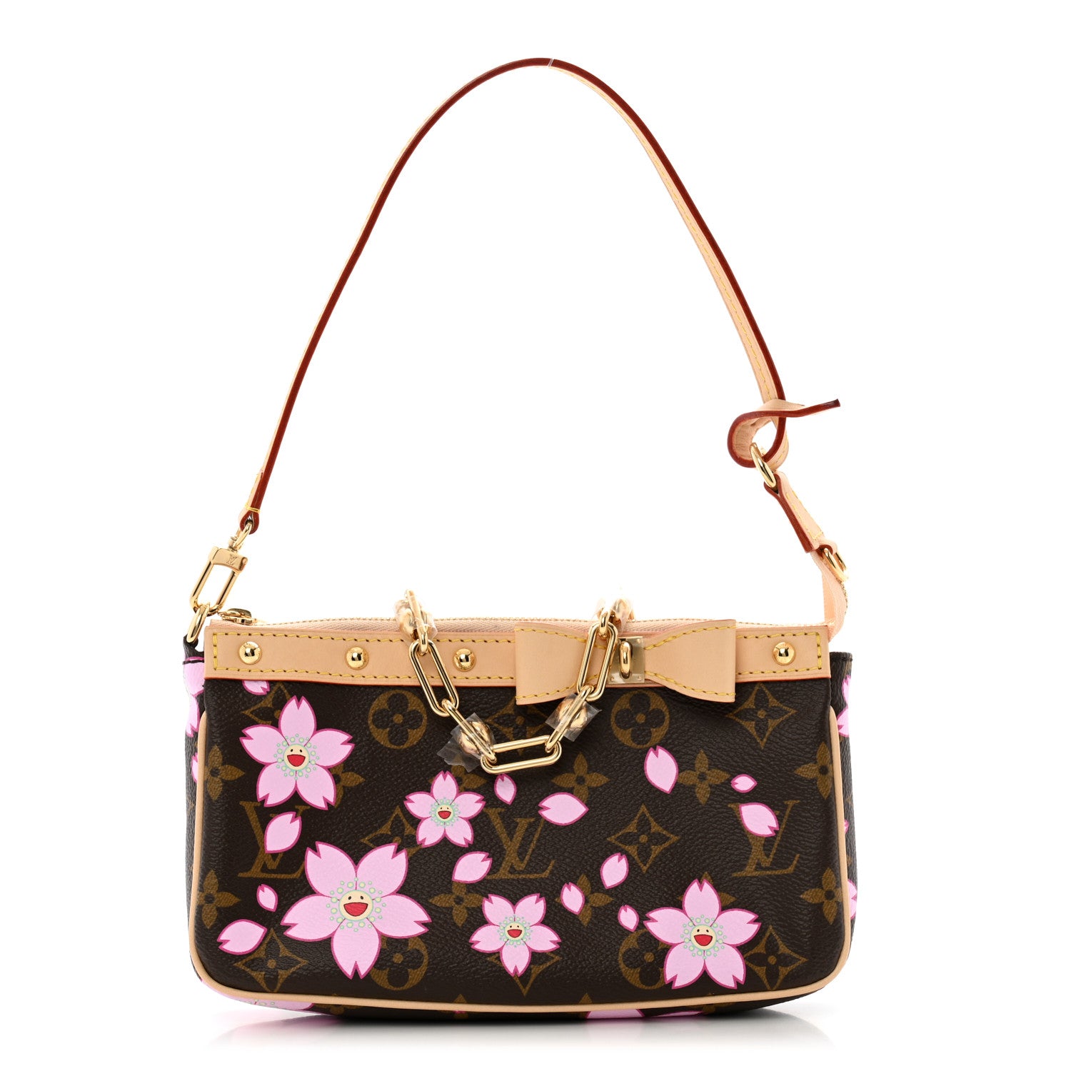 LOUIS VUITTON モノグラム ポーチ ブラウン ピンク Louis Vuitton LV X TM Monogram Pochette Accessories Sakura Brown