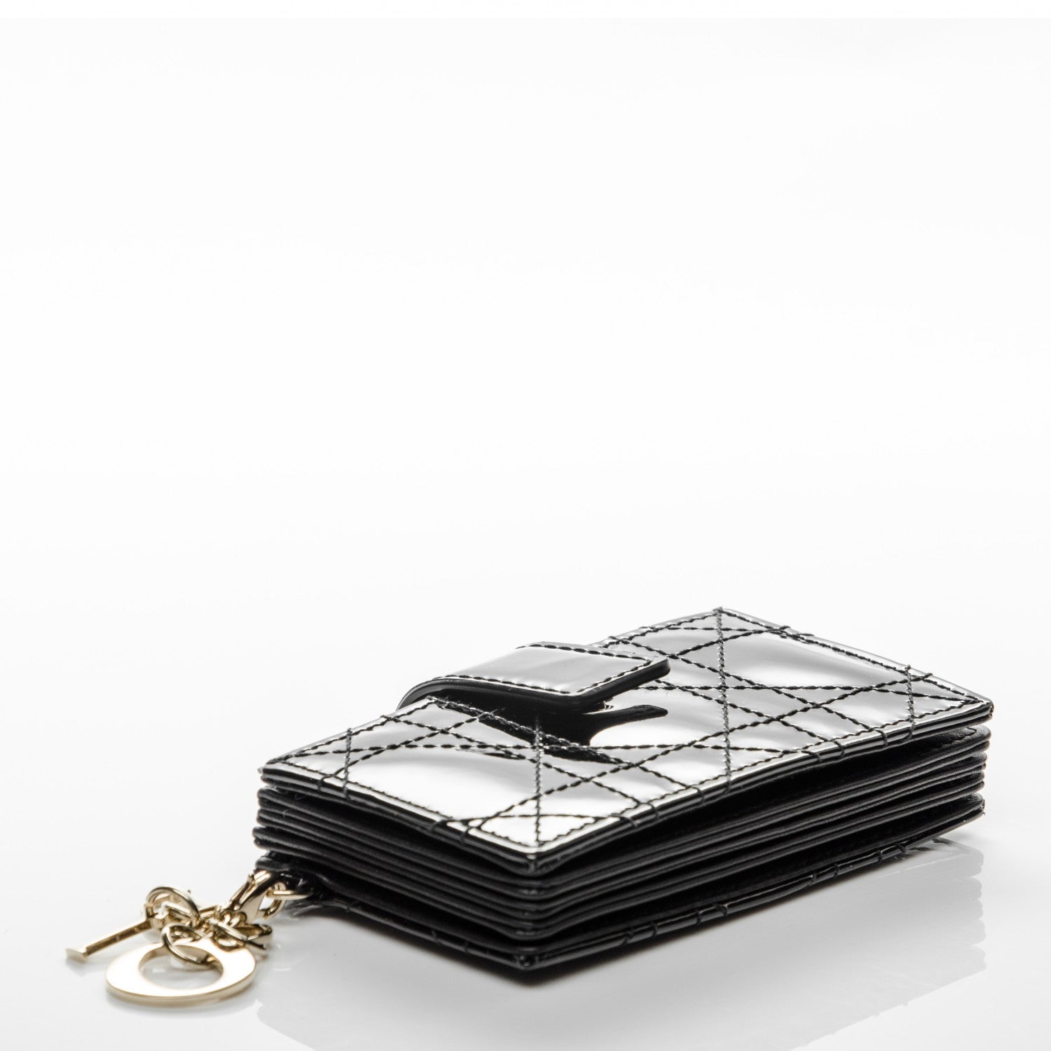 Christian Dior Patent Cannage Lady Dior 5-Gusset Card Holder Black 4 of 7
