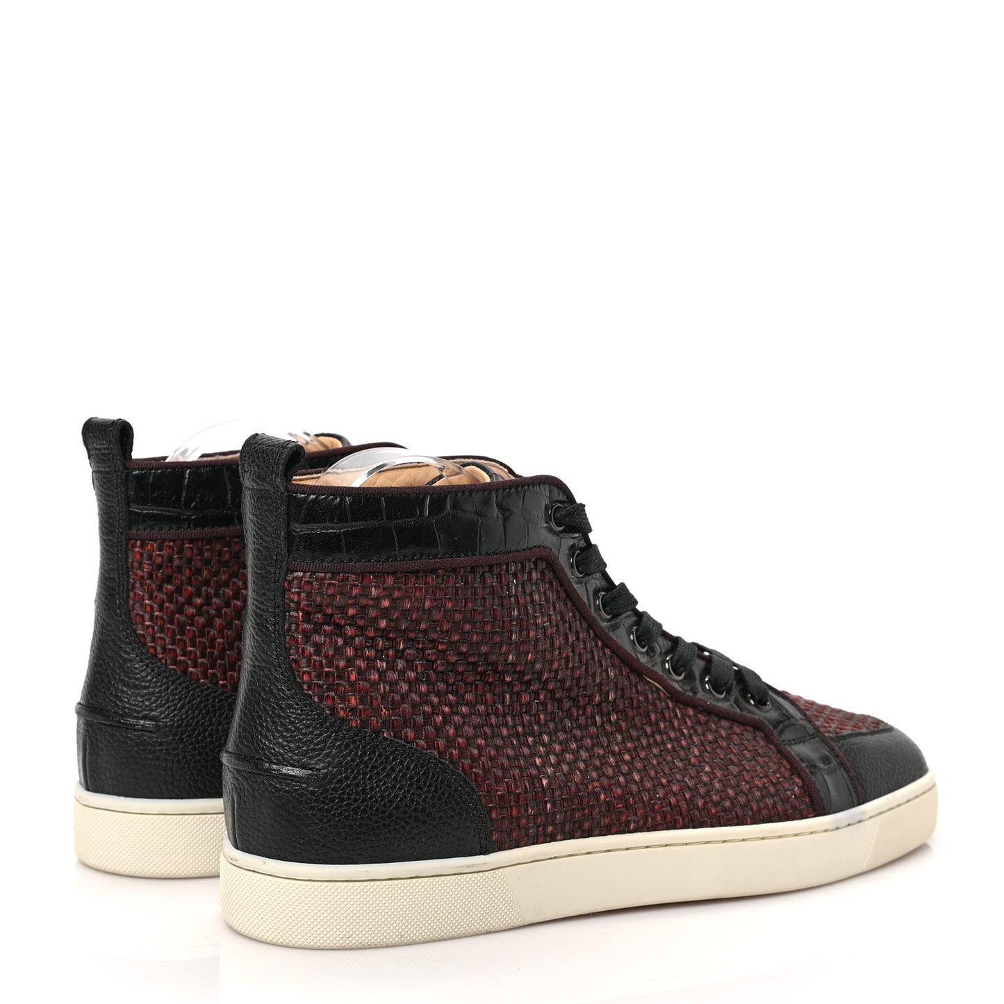 Raffia Crocodile Embossed Rantus Mens Orlato Flat Sneakers 42.5 Bordeaux