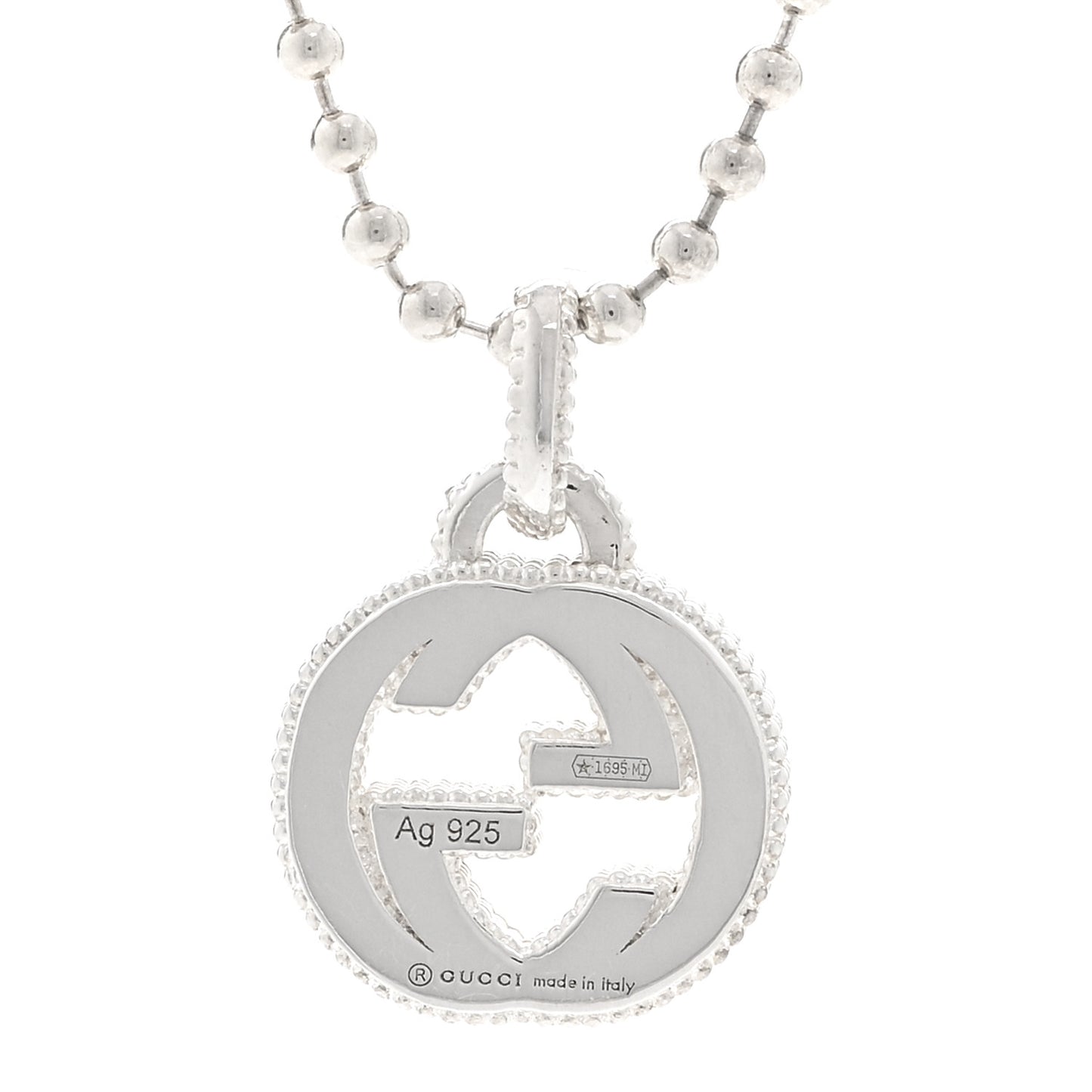 Sterling Silver Interlocking GG Pendant Beaded Necklace