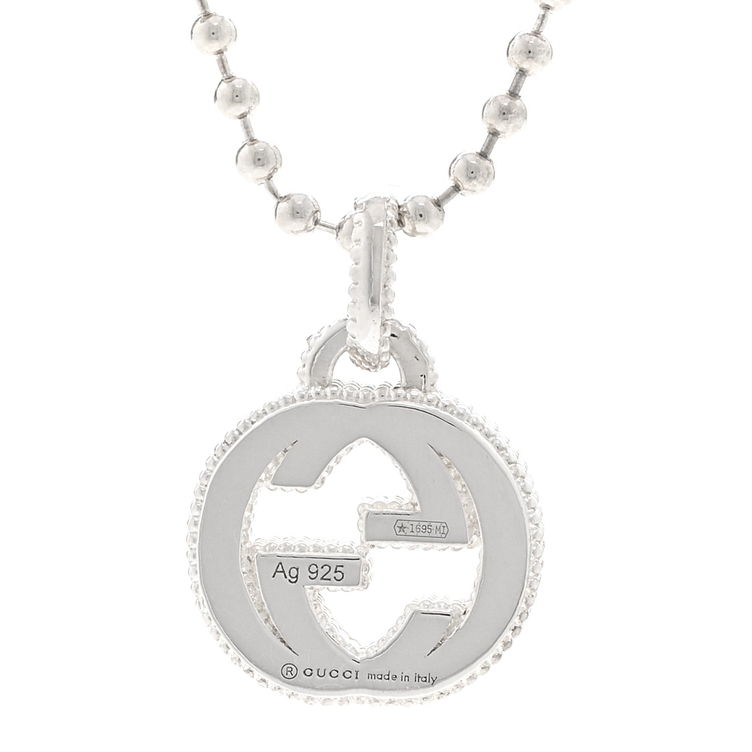 Gucci Sterling Silver Interlocking GG Pendant Beaded Necklace 4 of 6