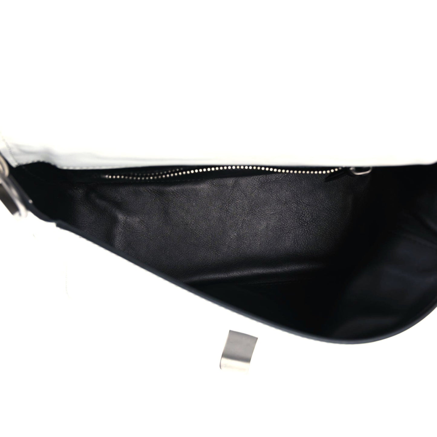 Lambskin Woven Small Courier Shoulder Bag Black White