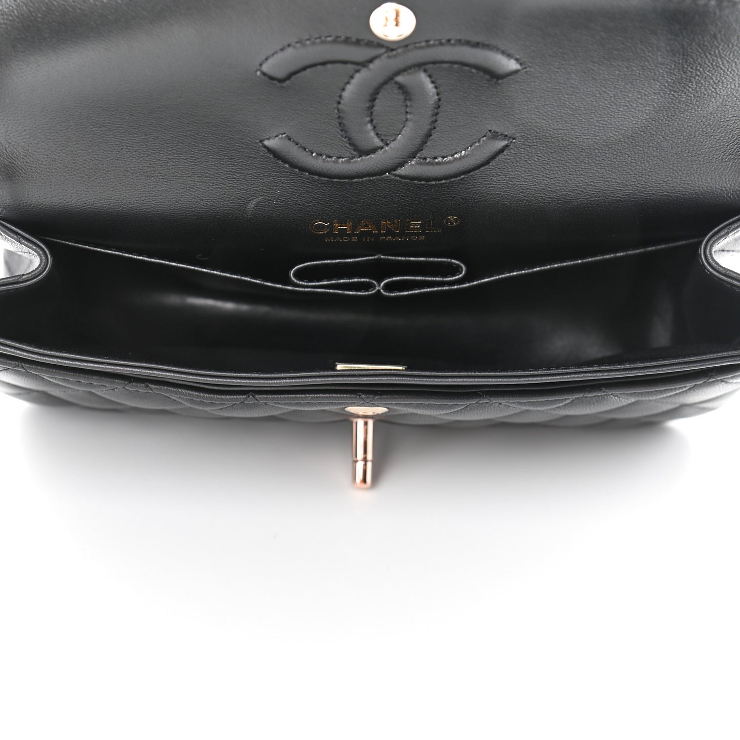 Lambskin Quilted Small Double Flap Black