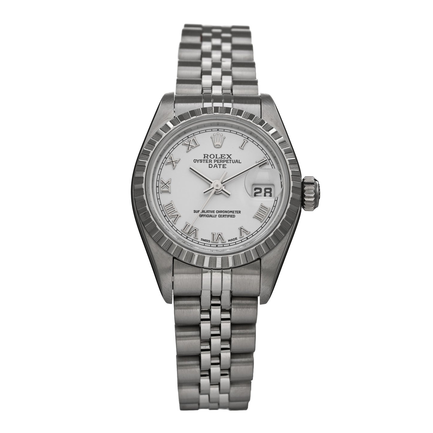 Stainless Steel 26mm Oyster Perpetual Datejust Watch White Roman 79240