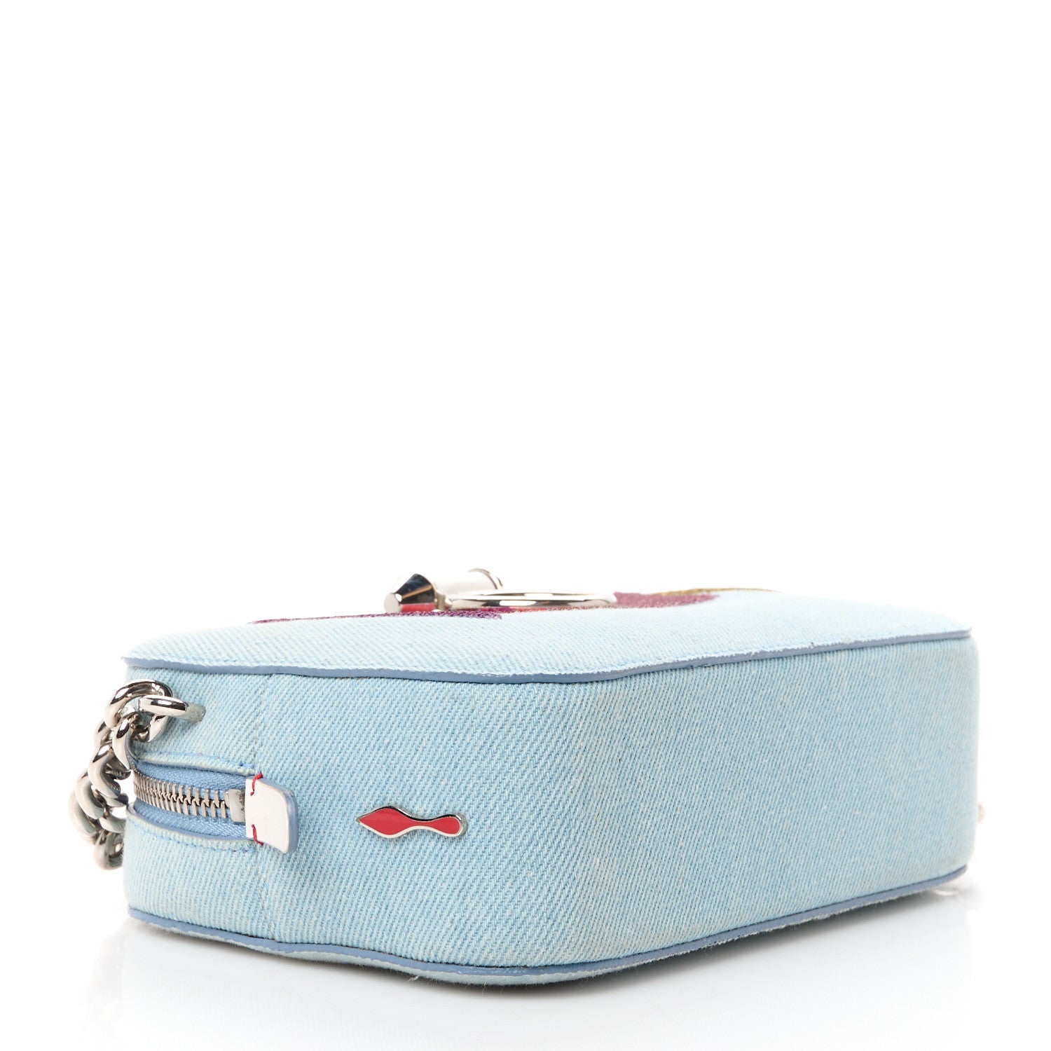 Christian Louboutin Denim Sequin Love Mini Rubylou Crossbody Blue Multicolor 4 of 10