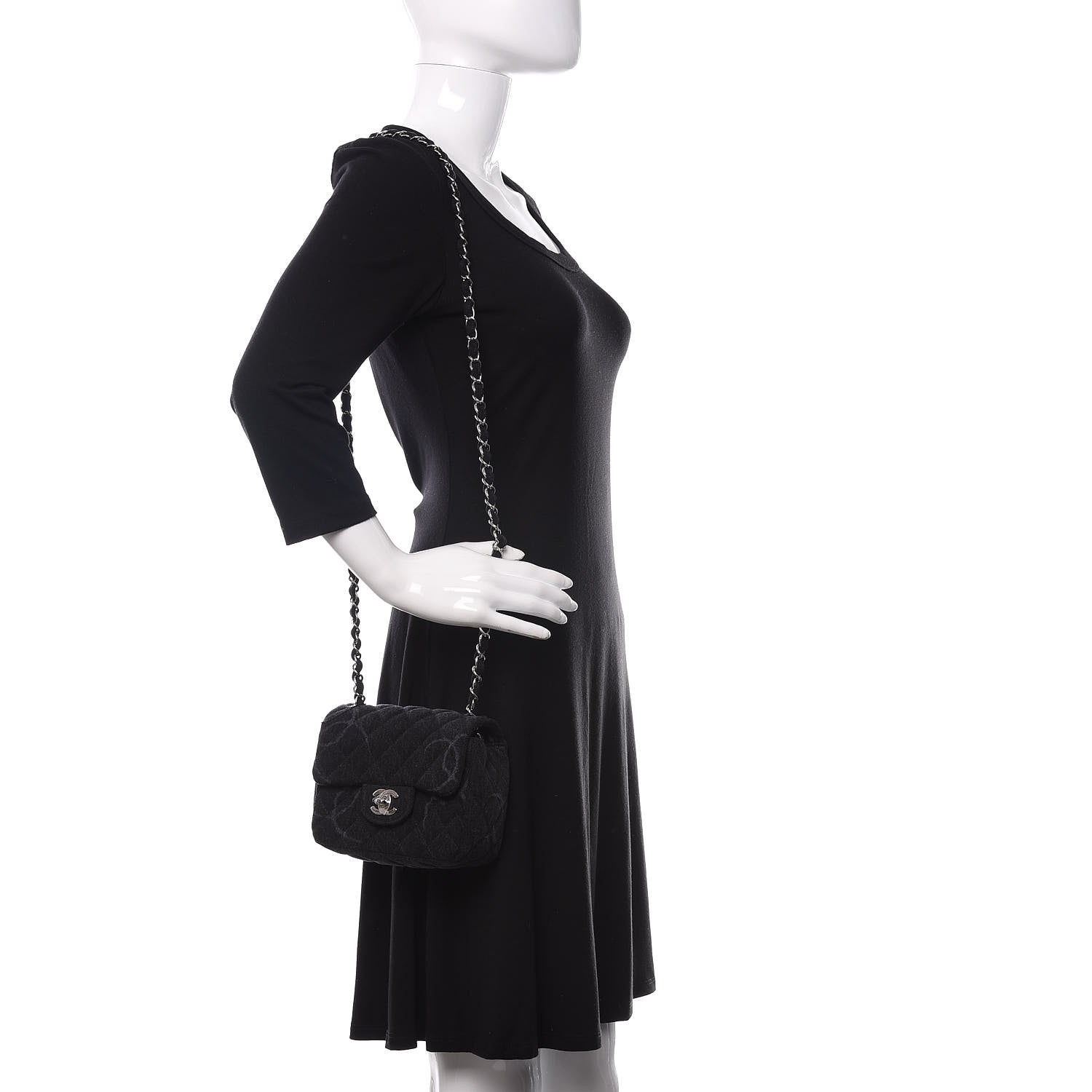 Chanel Denim CC Quilted Mini Square Flap Black 2 of 11