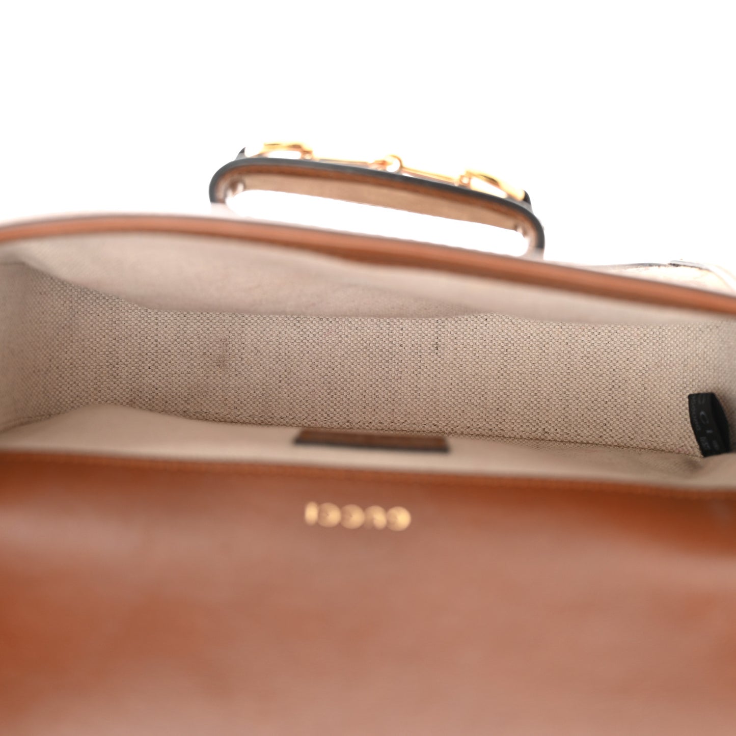 Canvas Calfskin Crystal GG Monogram Mini Horsebit 1955 Shoulder Bag Camel Ebony