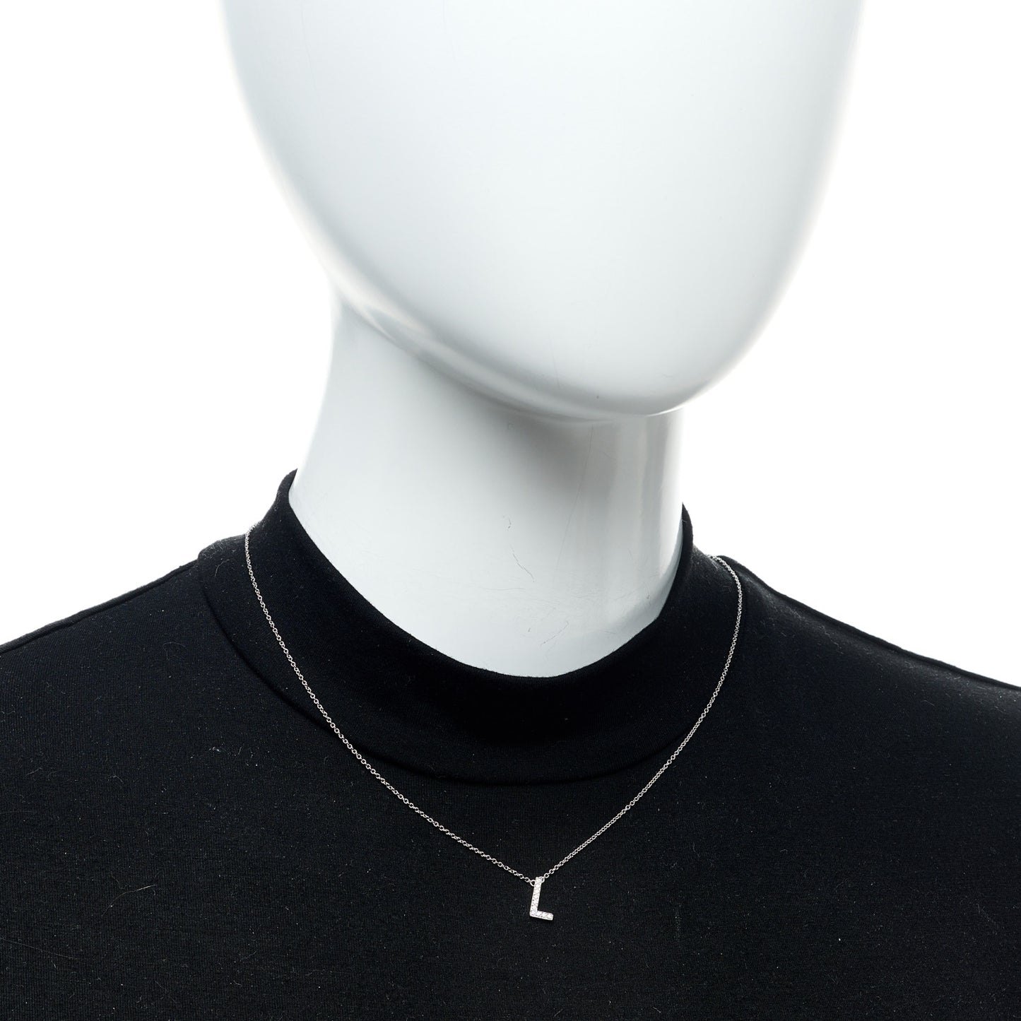 Platinum Diamond Letters L Pendant Necklace