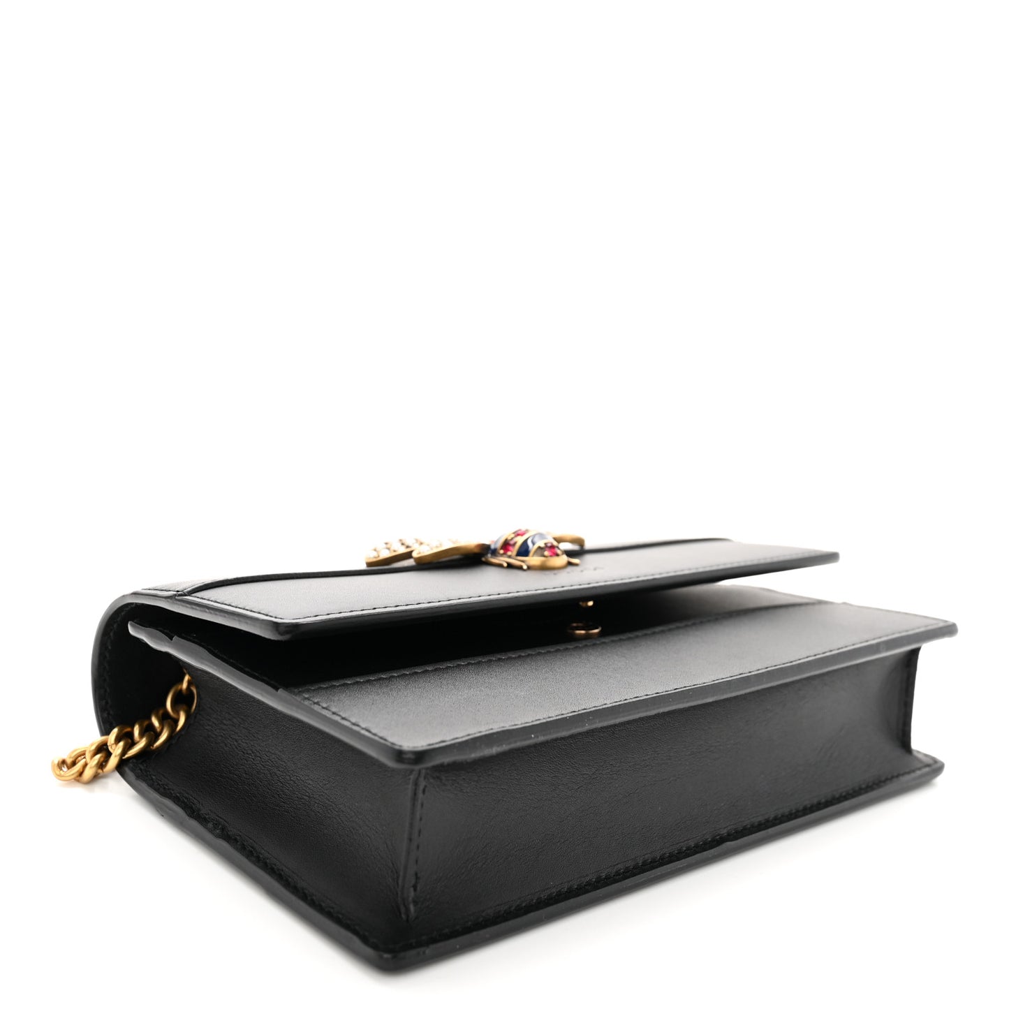 Calfskin Queen Margaret Chain Wallet Black