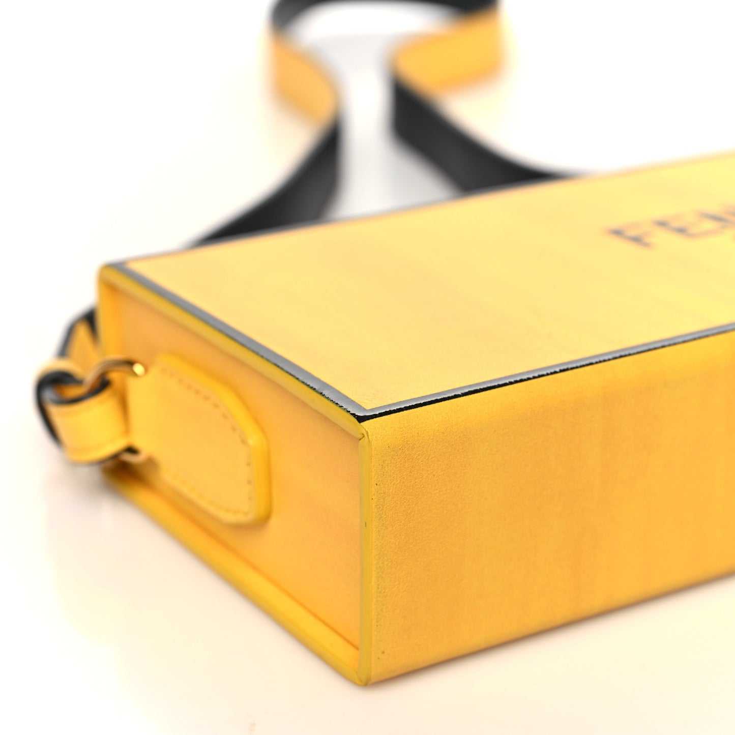 Vitello Fluffy Logo Horizontal Box Crossbody Bag Yellow Box Black