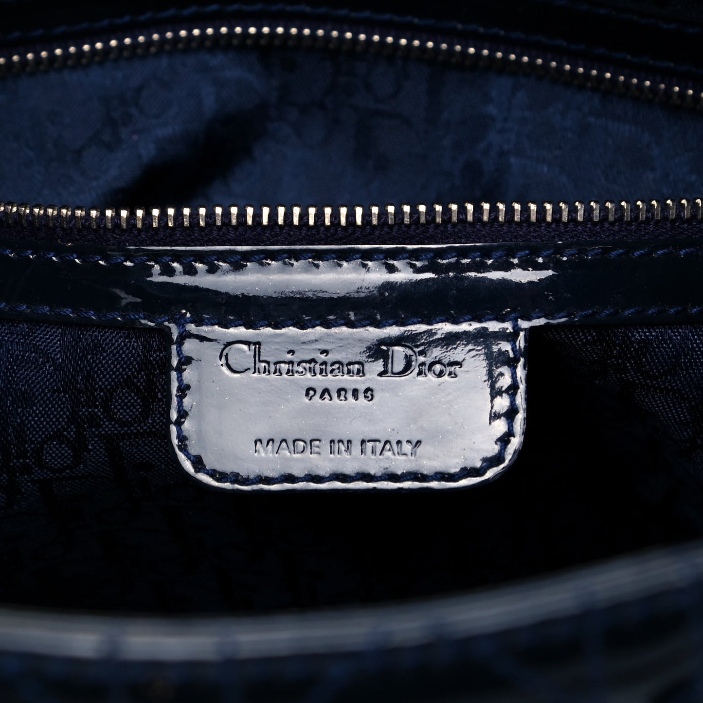 Patent Cannage Large Lady Dior Navy Blue