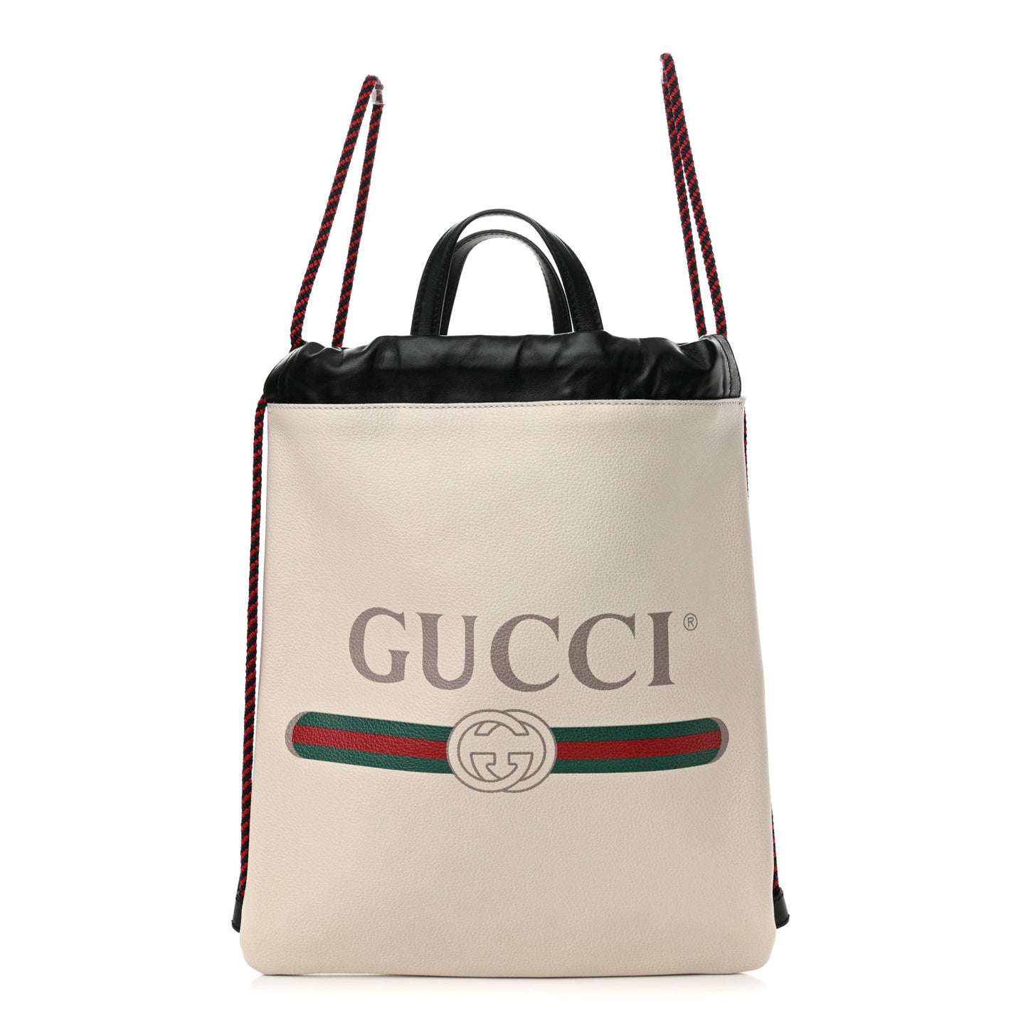 Calfskin Logo Drawstring Backpack Mystic White