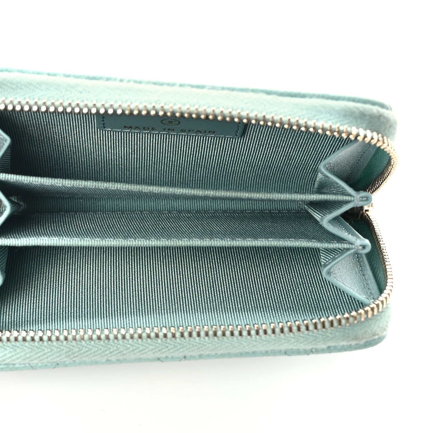 Chanel Caviar Quilted Zip Coin Purse Light Blue 5 of 8