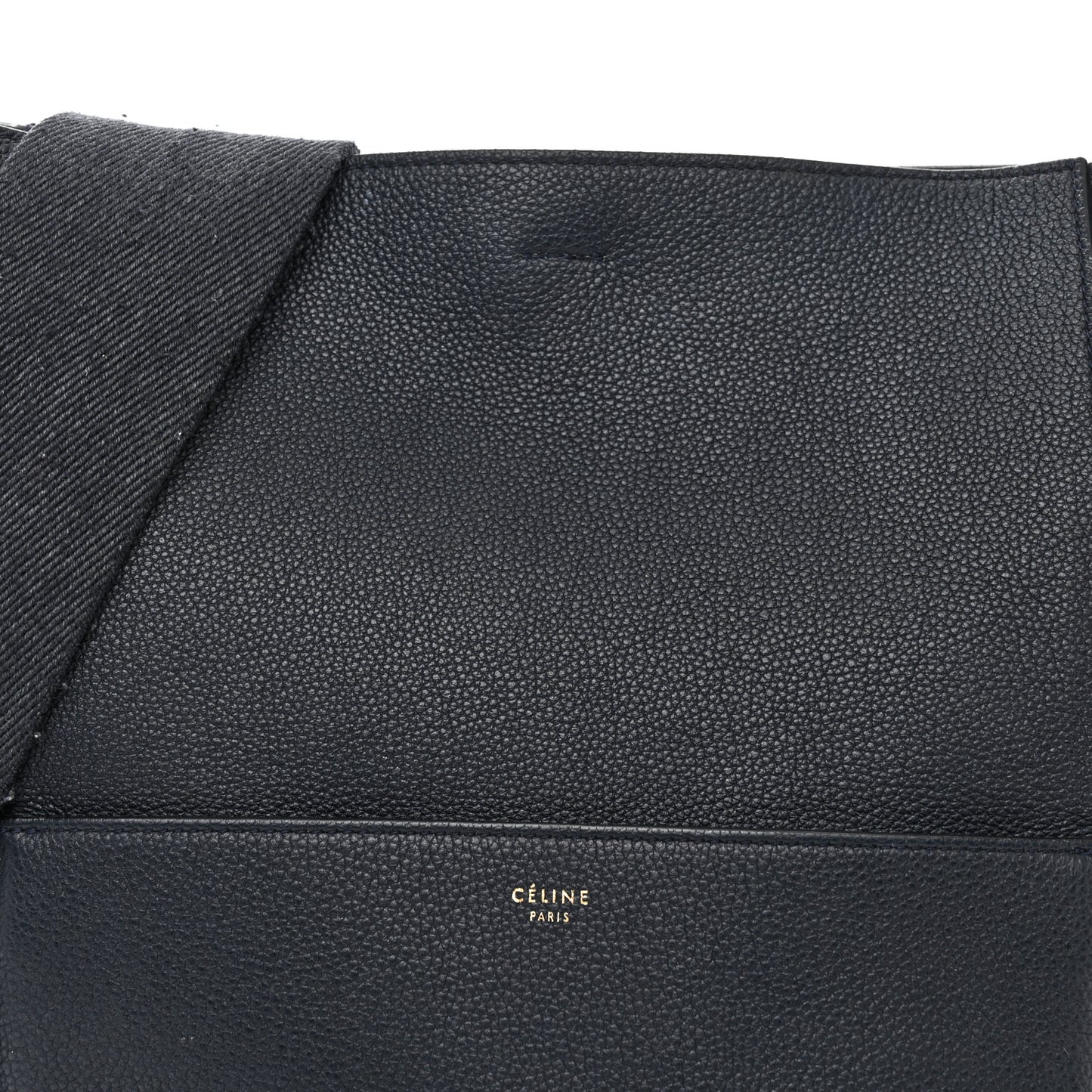 Soft Grained Calfskin Sangle Bucket Bag Navy Blue