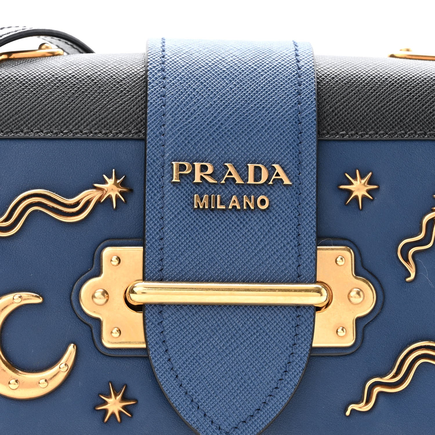 Prada City Calf Saffiano Astrology Cahier Bag Bluette Black 7 of 9