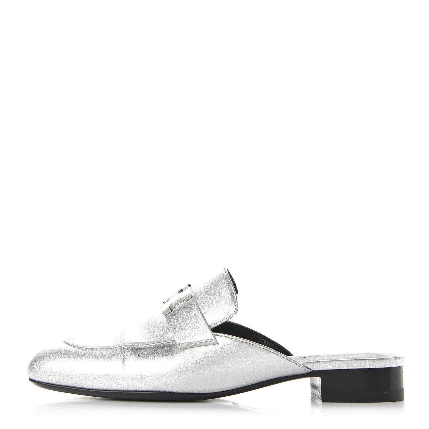 Metallic Nappa Trocadero Mule 37.5 Gris Argento