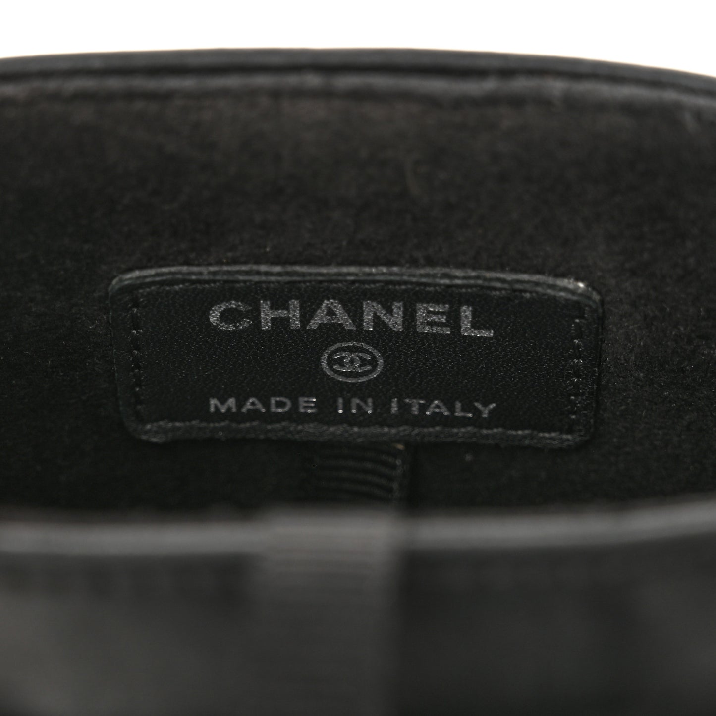 Lambskin Quilted Chain Around Phone Holder Black