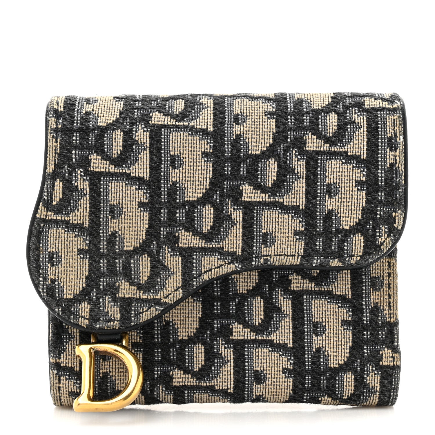 Christian Dior Oblique Saddle Lotus Wallet Blue 1 of 10