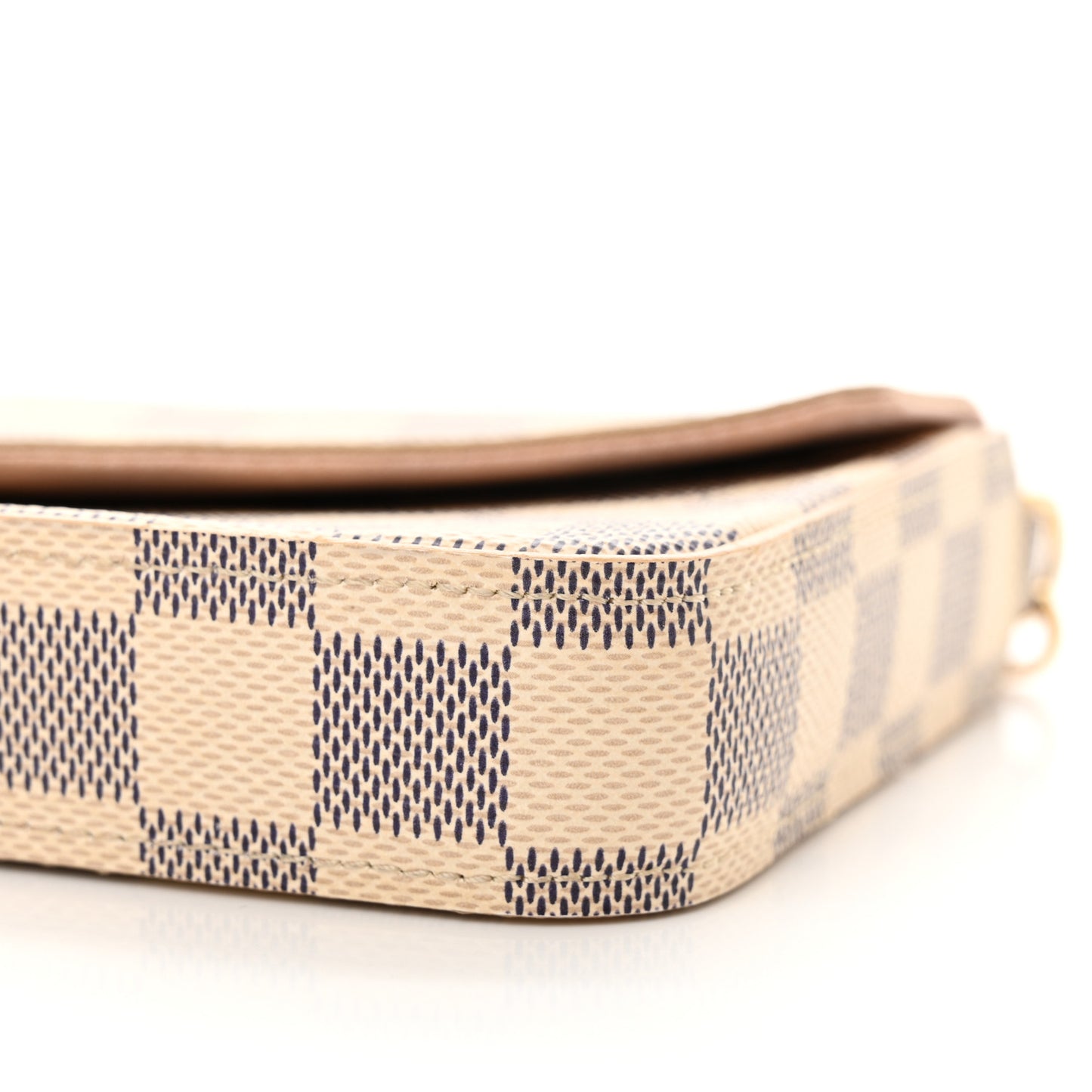 Damier Azur Pochette Felicie Chain Wallet Rose Ballerine