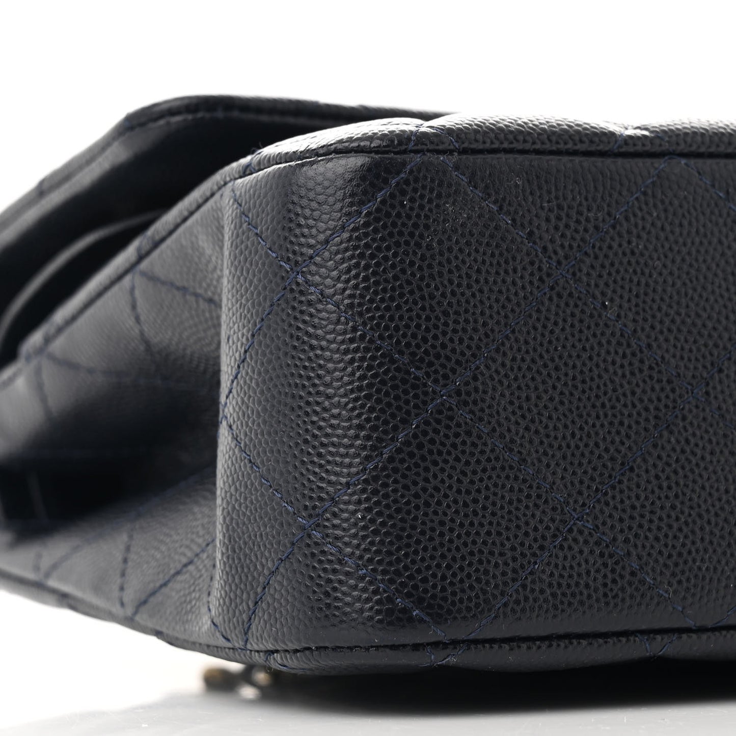 Caviar Quilted Medium Double Flap Navy