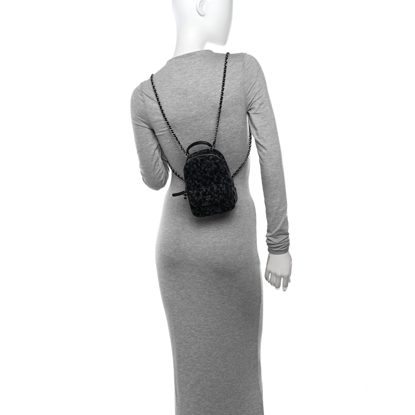 Denim Quilted Flower CC Mini Classic Backpack Black