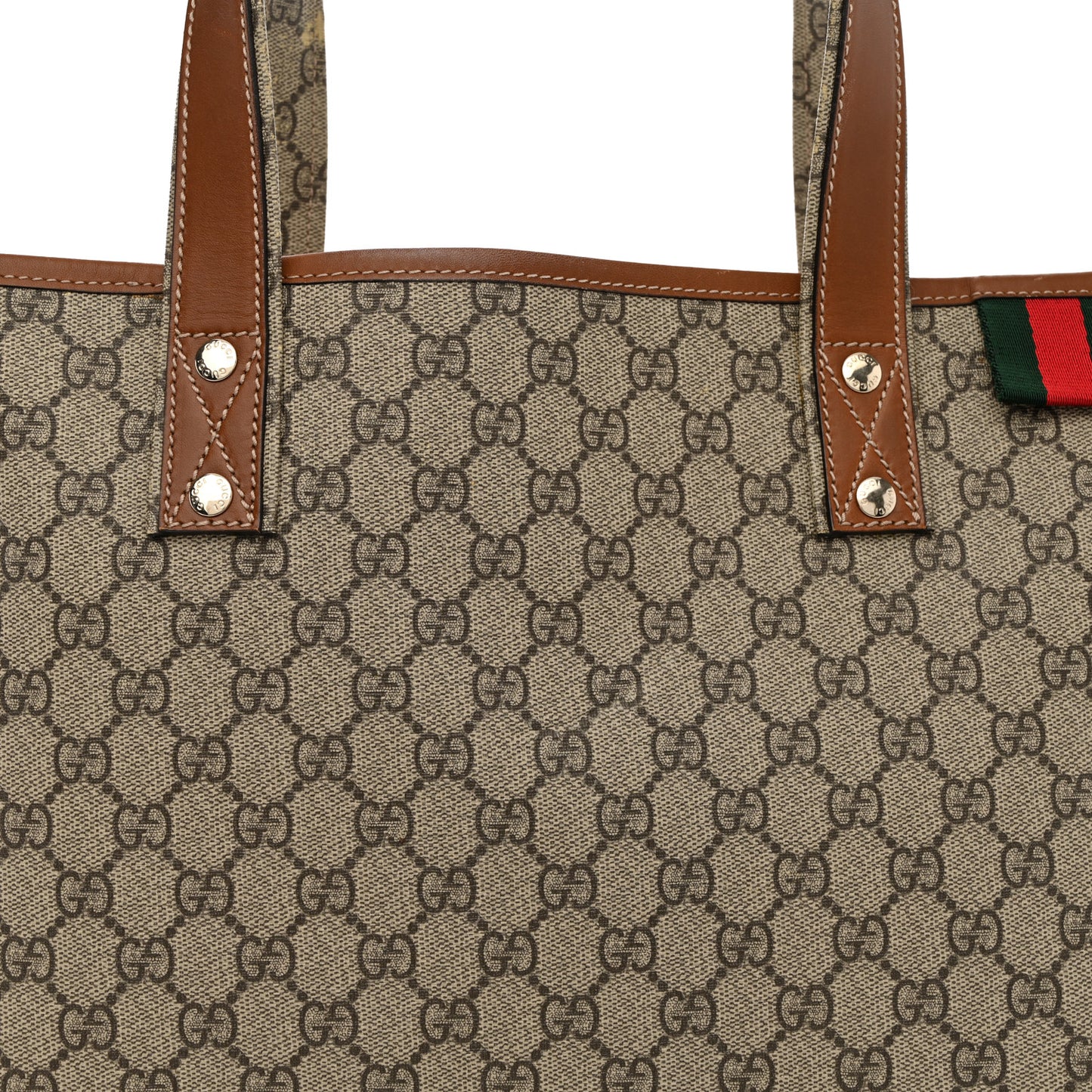 GG Plus Monogram Medium Signature Web Loop Tote Brown