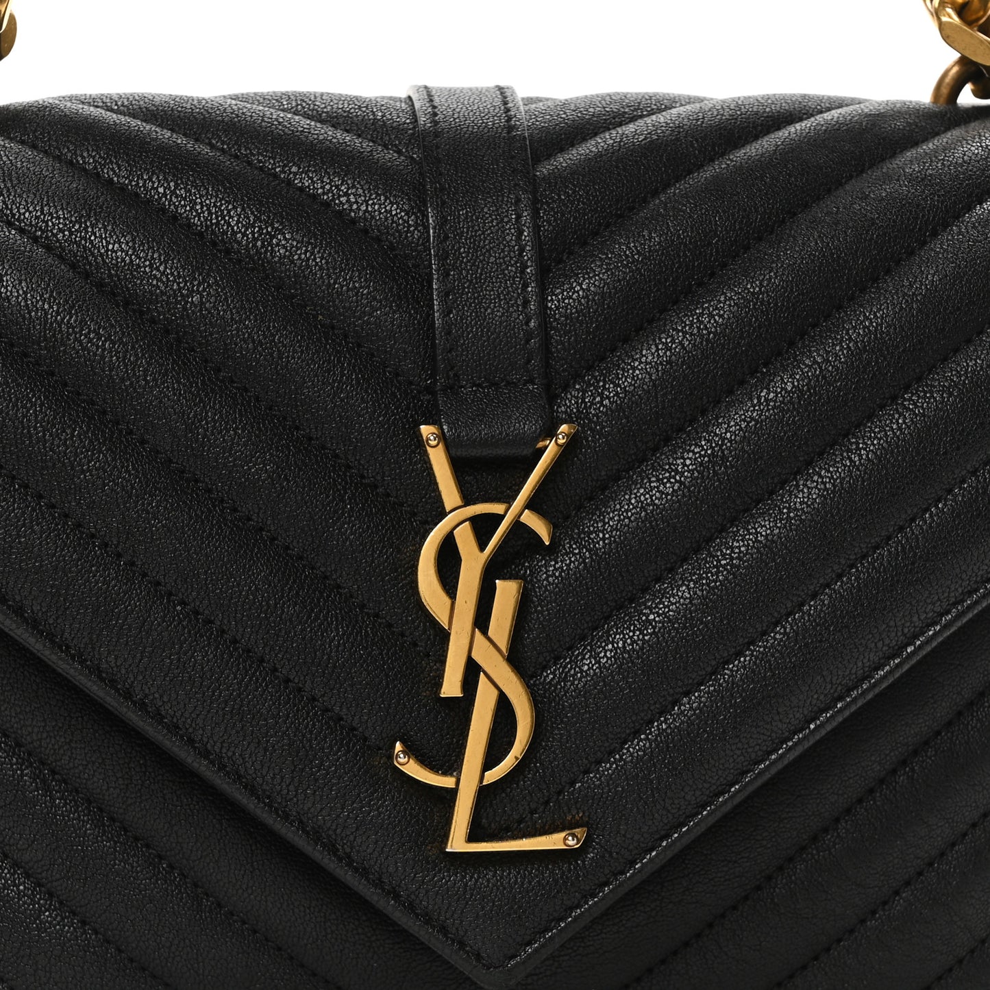 Sheepskin Matelasse Chevron Monogram Medium College Bag Black