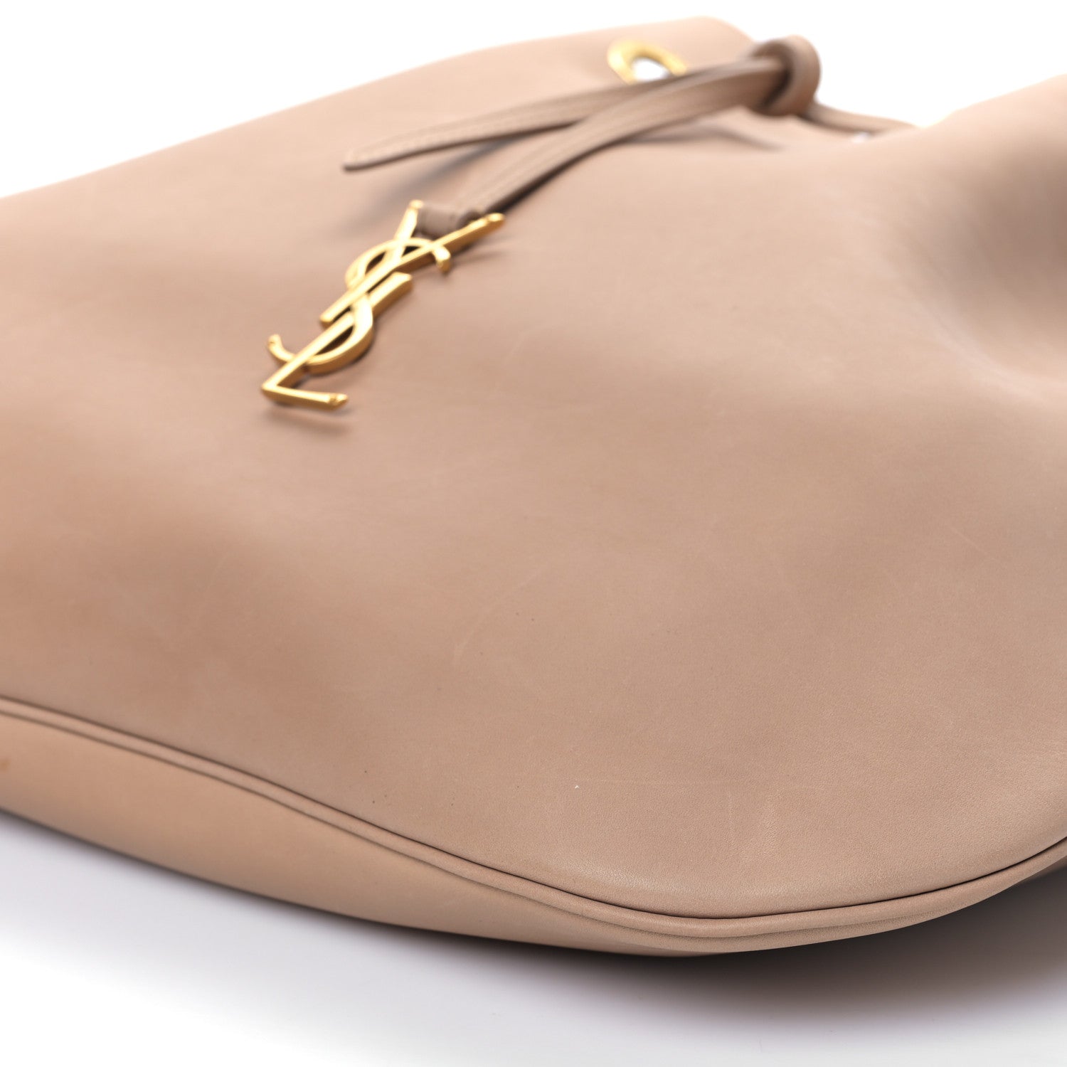 Saint Laurent Smooth Calfskin Paris VII Large Flat Hobo Biscuit Beige 9 of 9