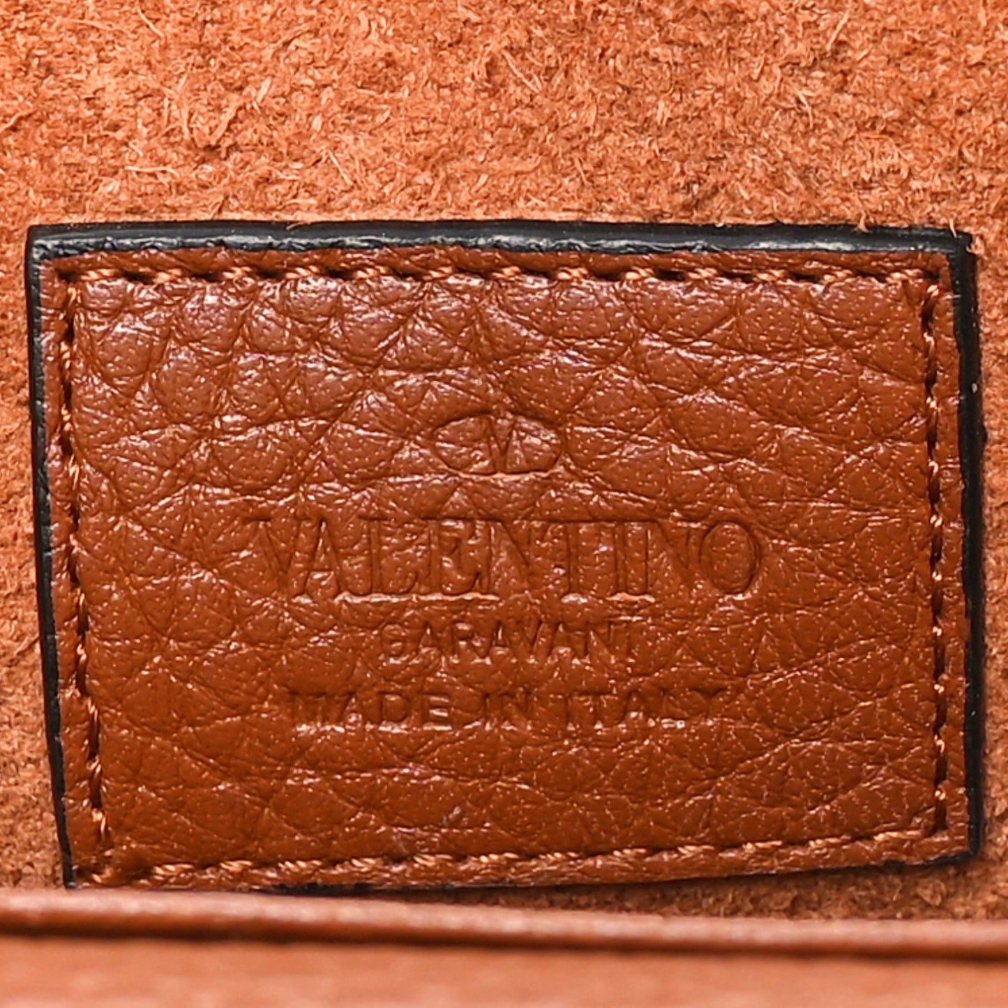 Pebbled Calfskin Rockstud Envelope Wallet on Chain Bright Cognac