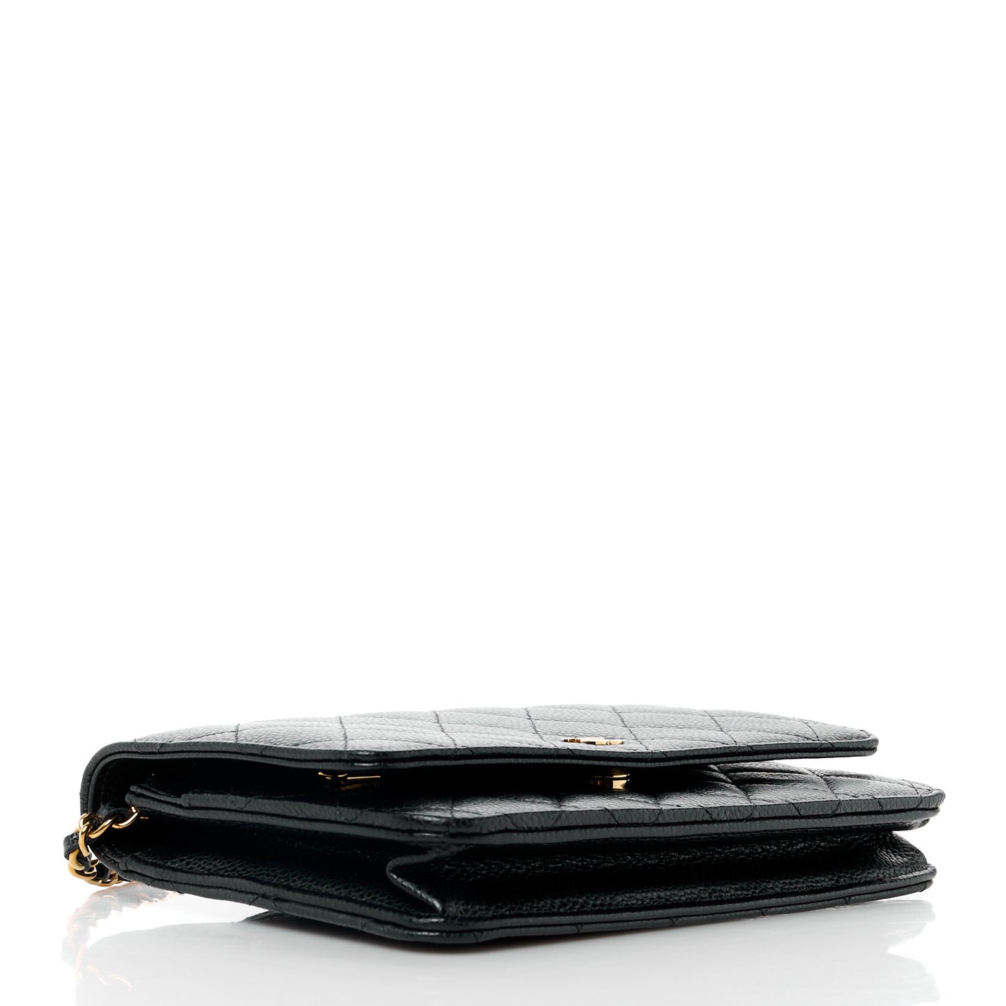 Caviar Quilted Wallet on Chain WOC Black